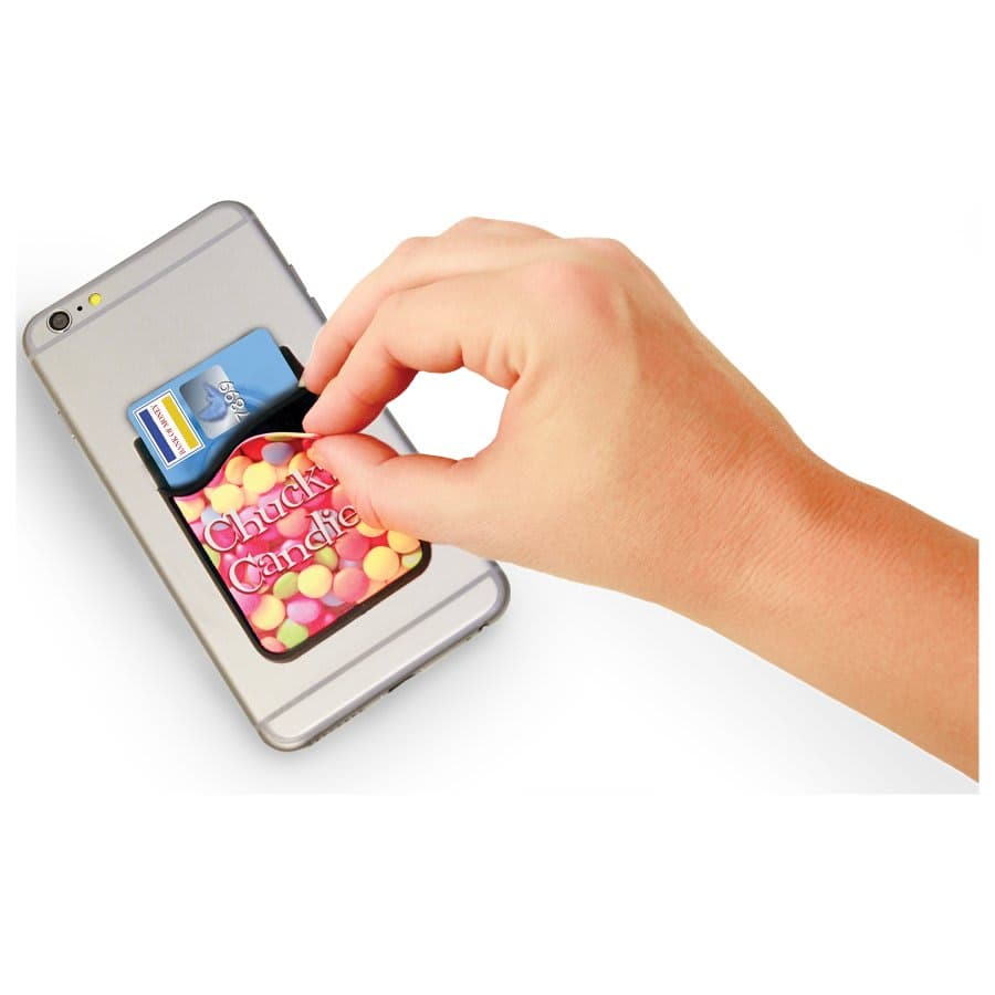 2-in-1 Black Silicone Phone Wallet with Removable Cleaning Insert