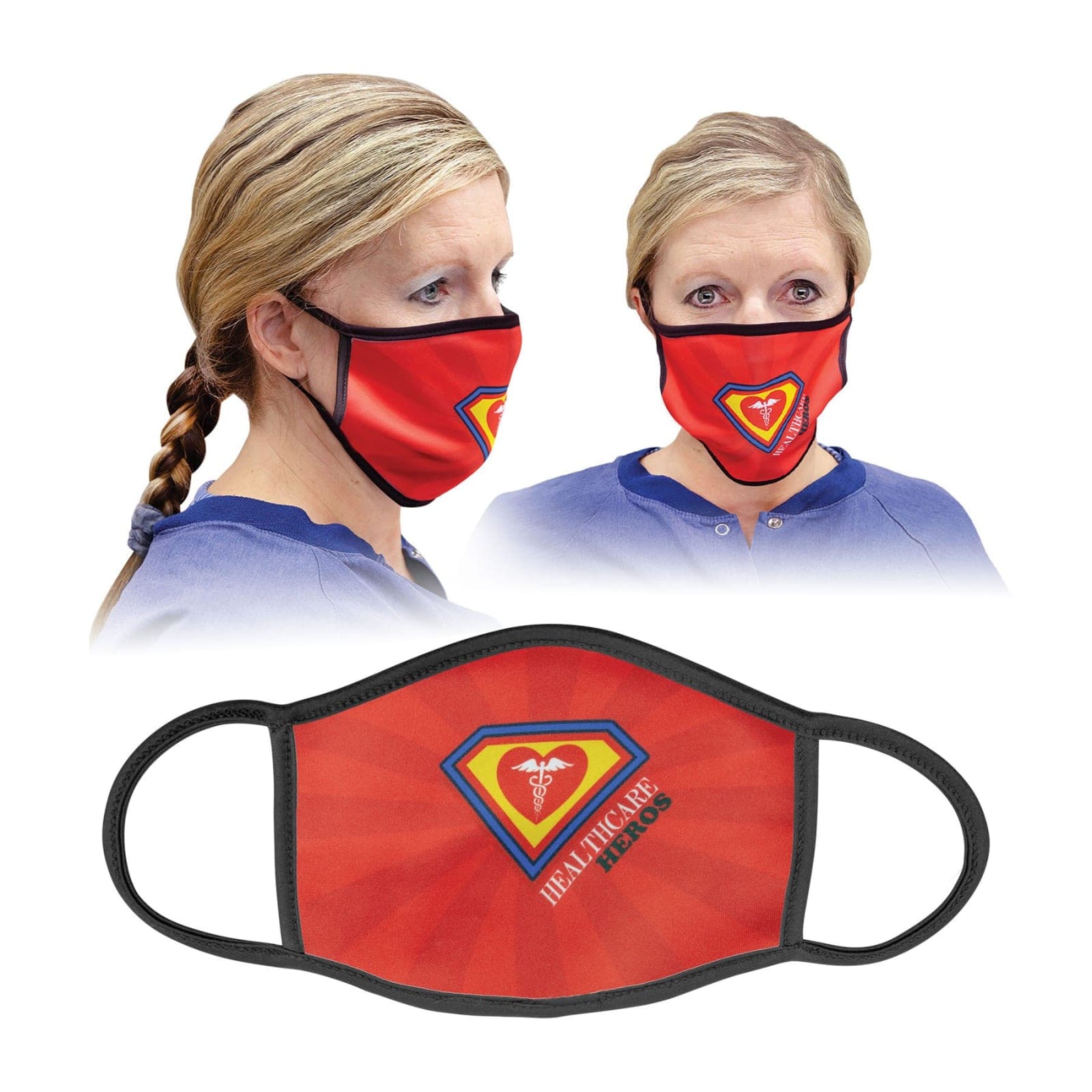 3-Ply White with Black Trim Adult Face Mask