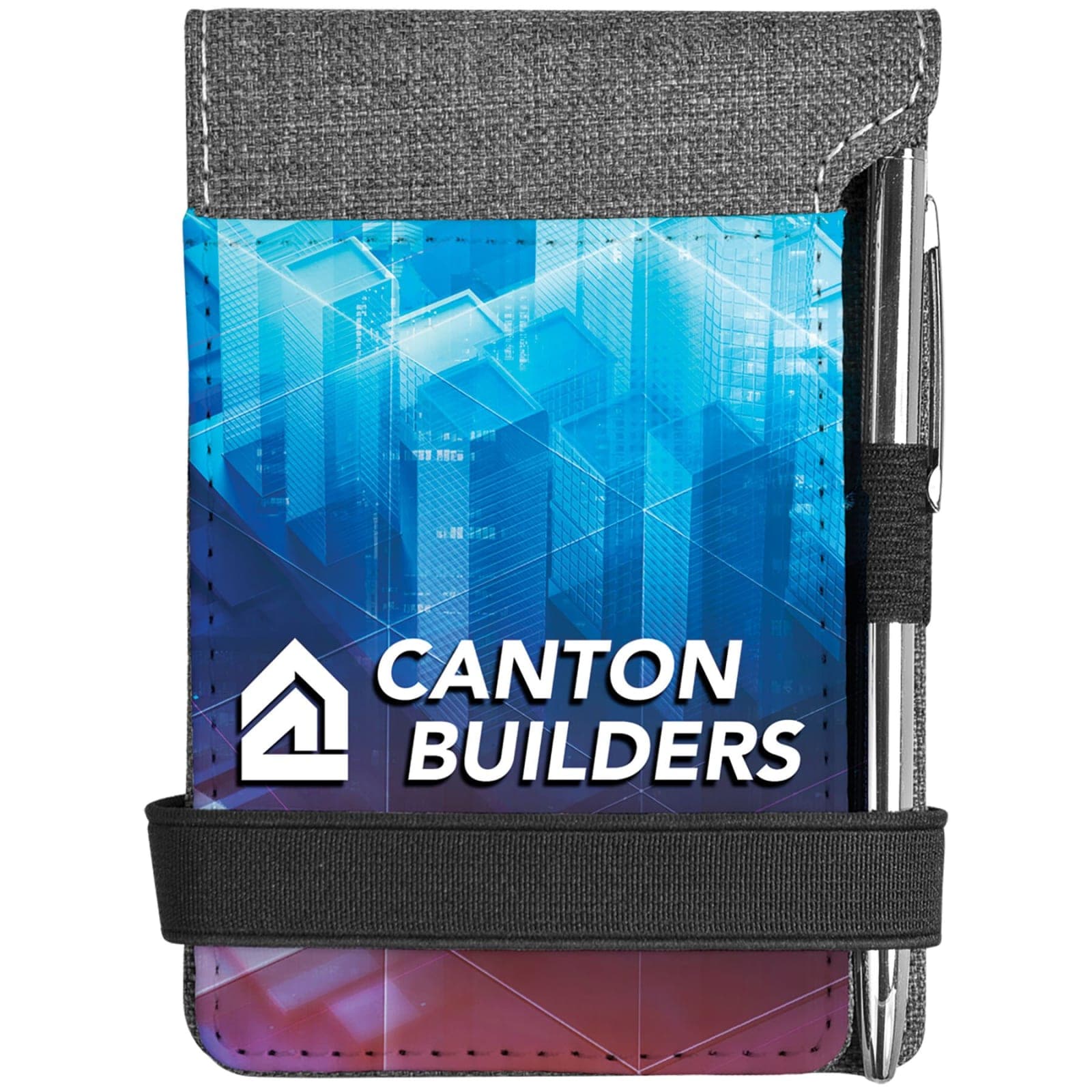 Gray Canvas Pad & Pen Set with Smooth Fabric Front