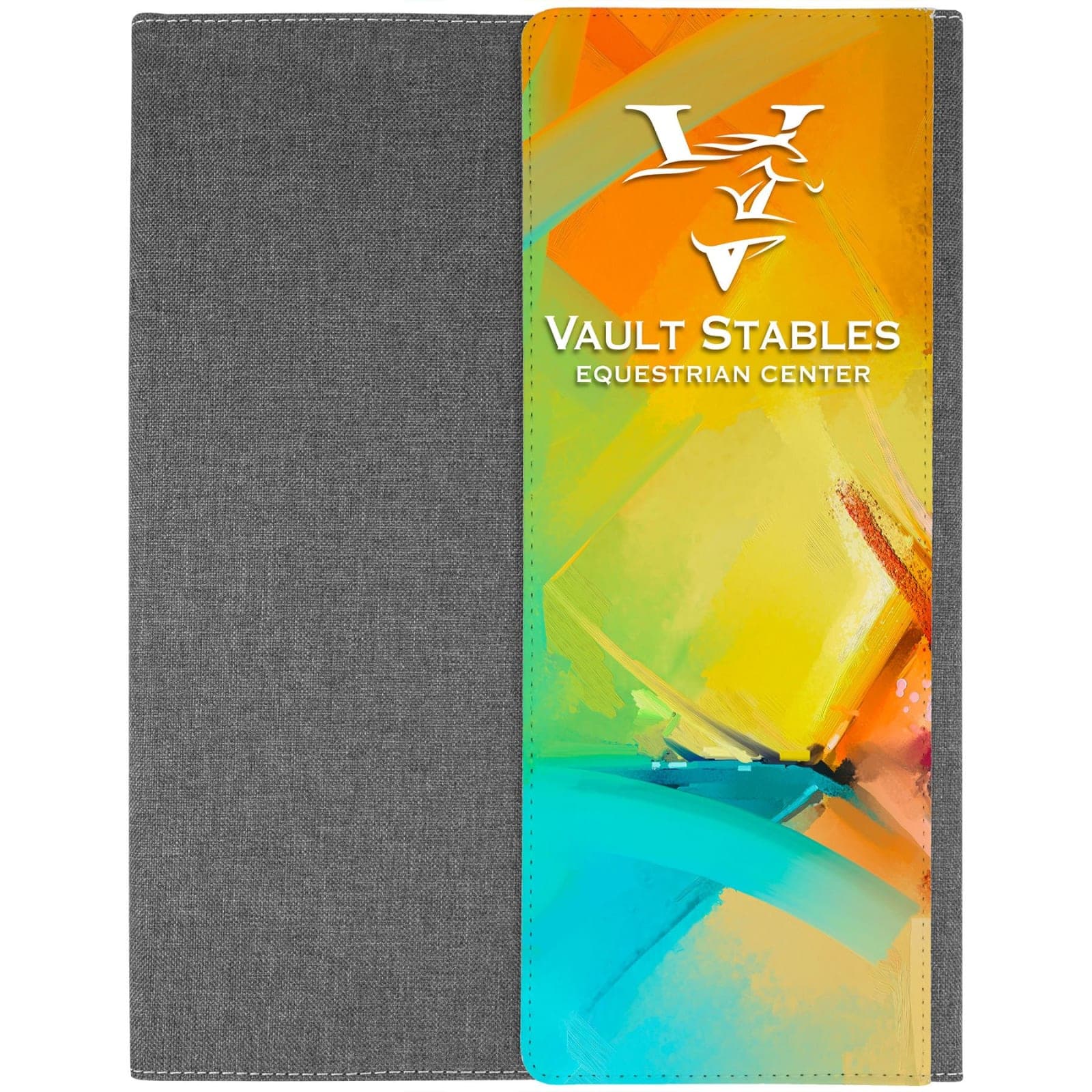 Gray Canvas Portfolio with Smooth Fabric Fold Over Flap Front