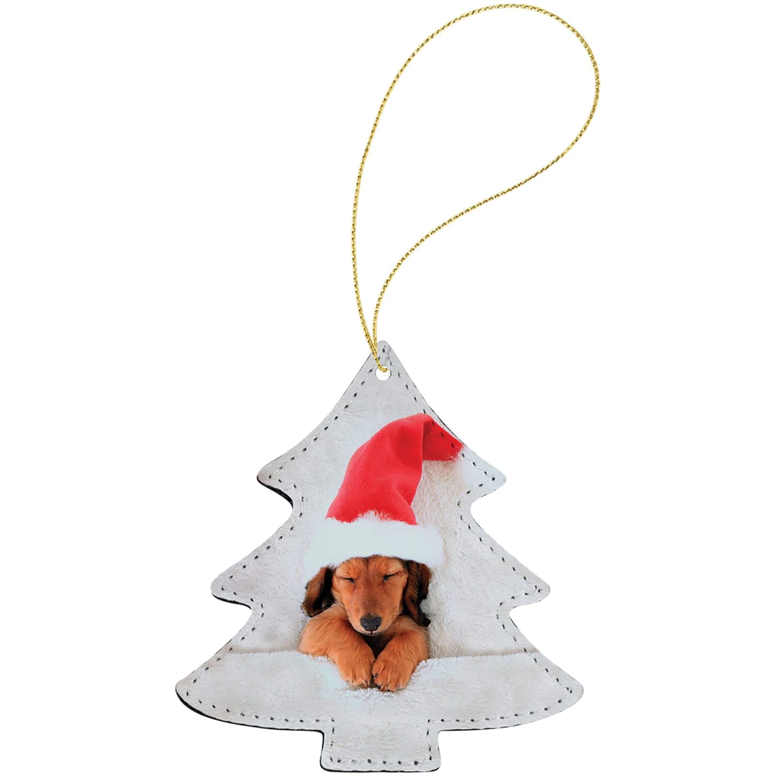 Tree Shaped Smooth Fabric Front, Gray Canvas Back Ornament