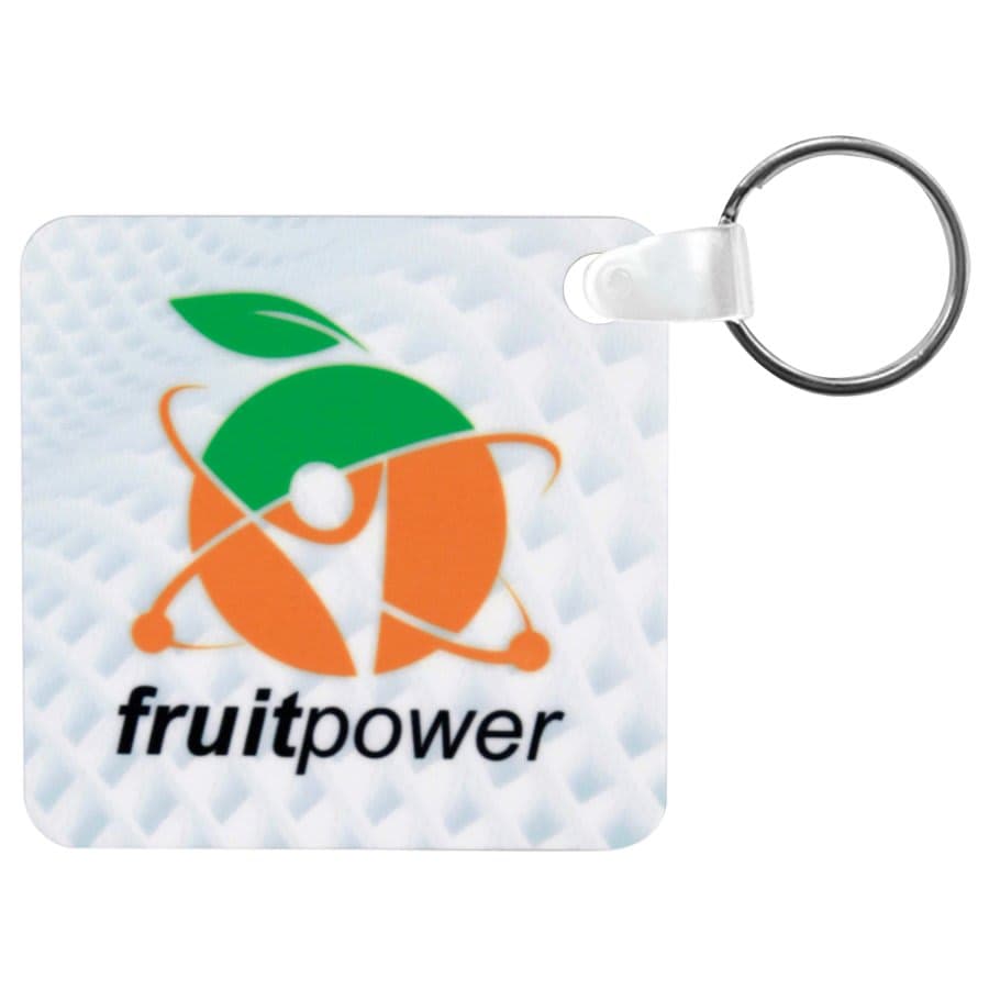 1-Sided Semi-Gloss White Aluminum Square Keychain