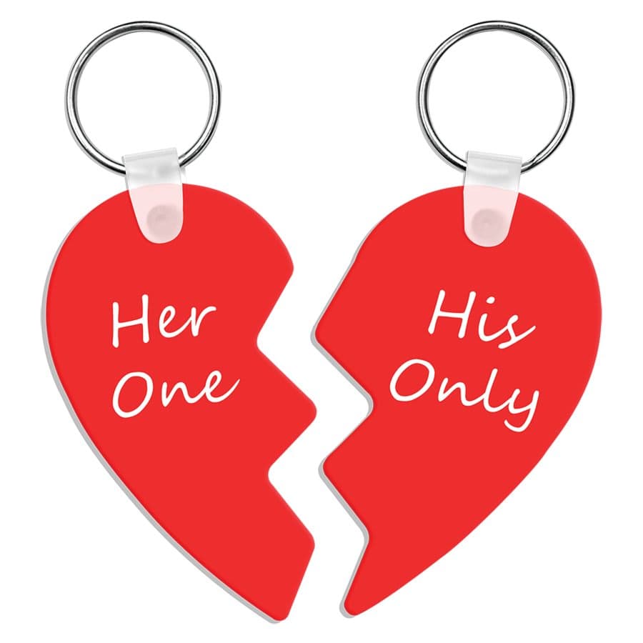 2-Sided Gloss Aluminum 2-Piece Heart Keychain