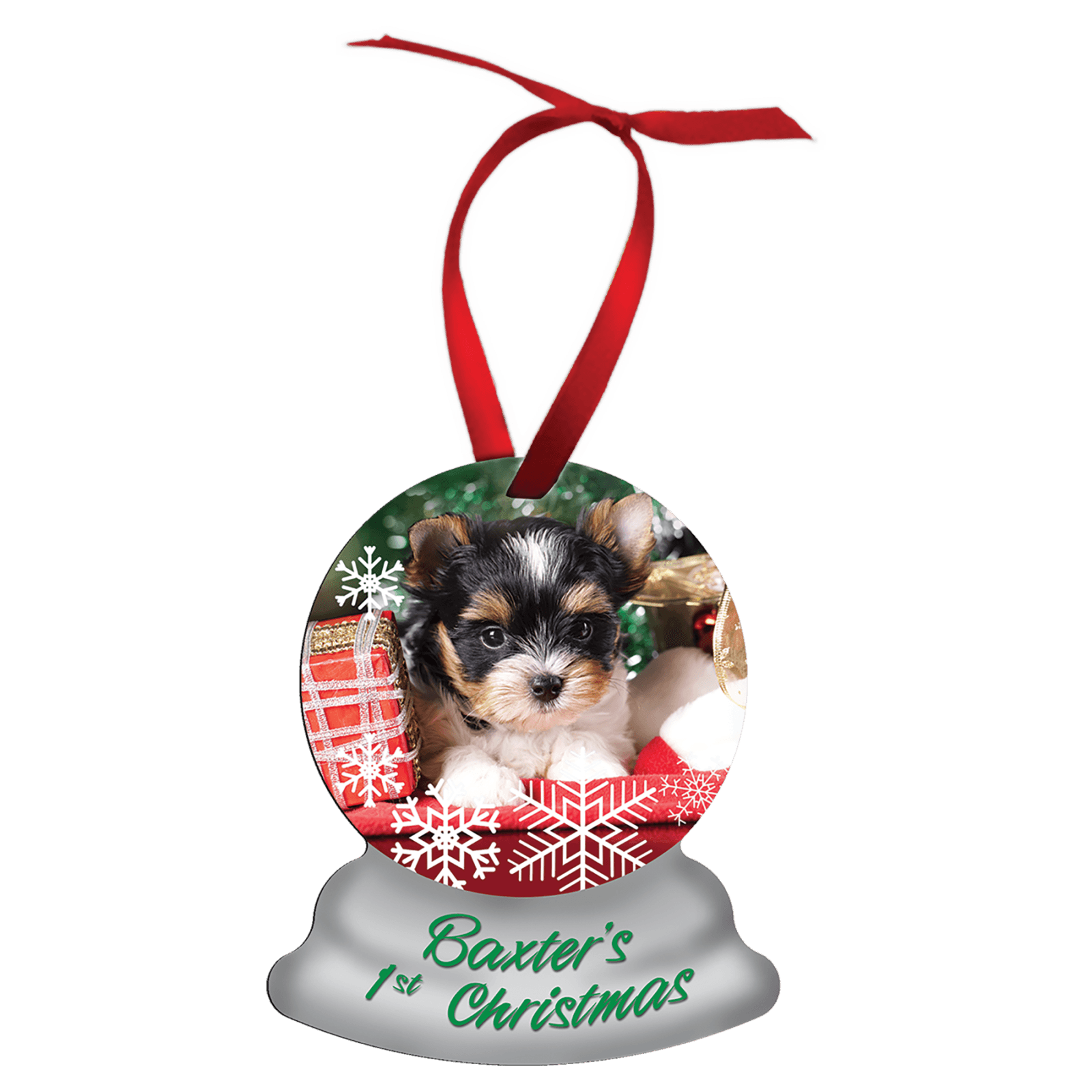 Full Color Aluminum 2-Sided Snow Globe Ornament