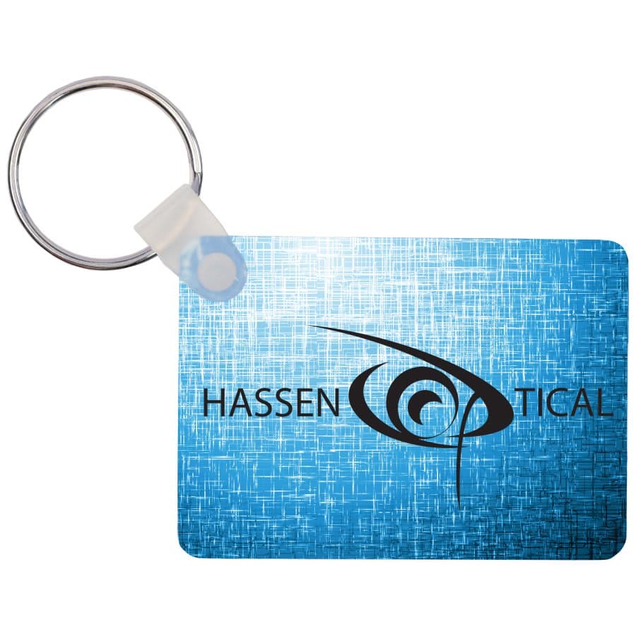 2-Sided Gloss White Rectangle Keychain