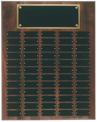 Genuine Walnut Step Edge Perpetual Plaque with 60 Plates
