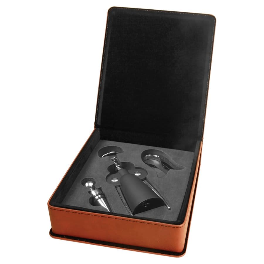 Rawhide Leatherette 3-Piece Wine Tool Set