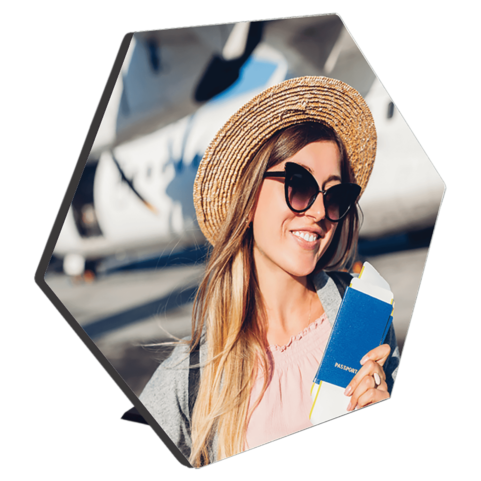 7.5" x 6.5" Hardboard Hexagon Photo Panel with Kickstand
