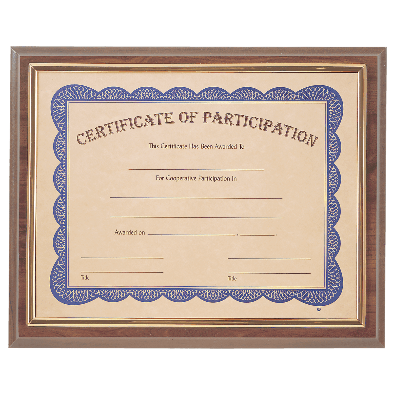 Cherry Finish Plaque with Gold Slide-In Certificate Frame