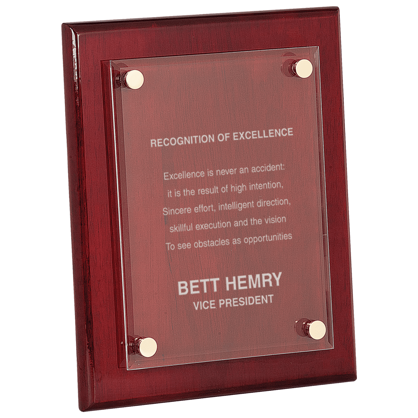 8" x 10" Rosewood Piano Finish Floating Acrylic Plaque