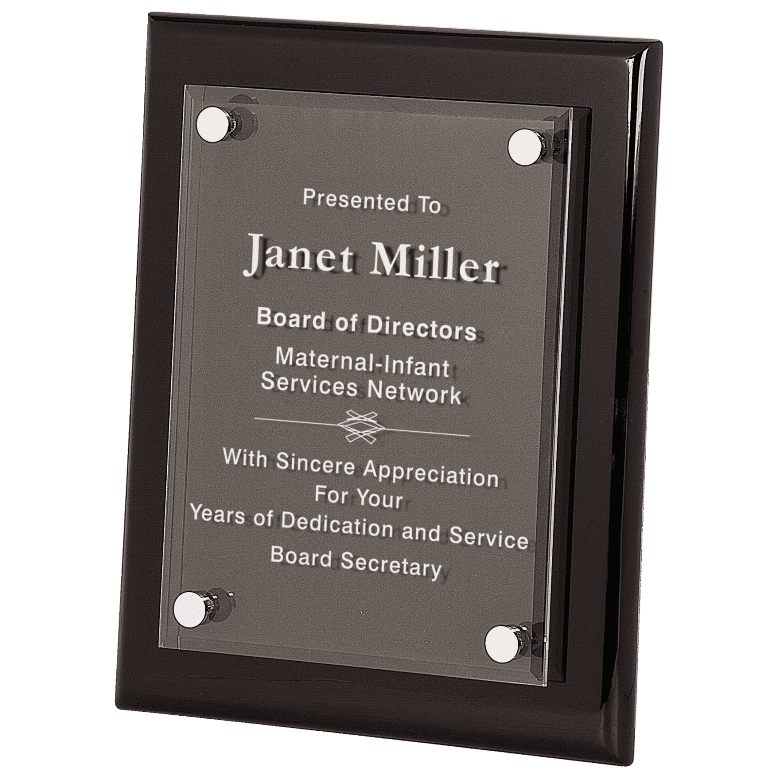 8" x 10" Black Piano Finish Floating Acrylic Plaque