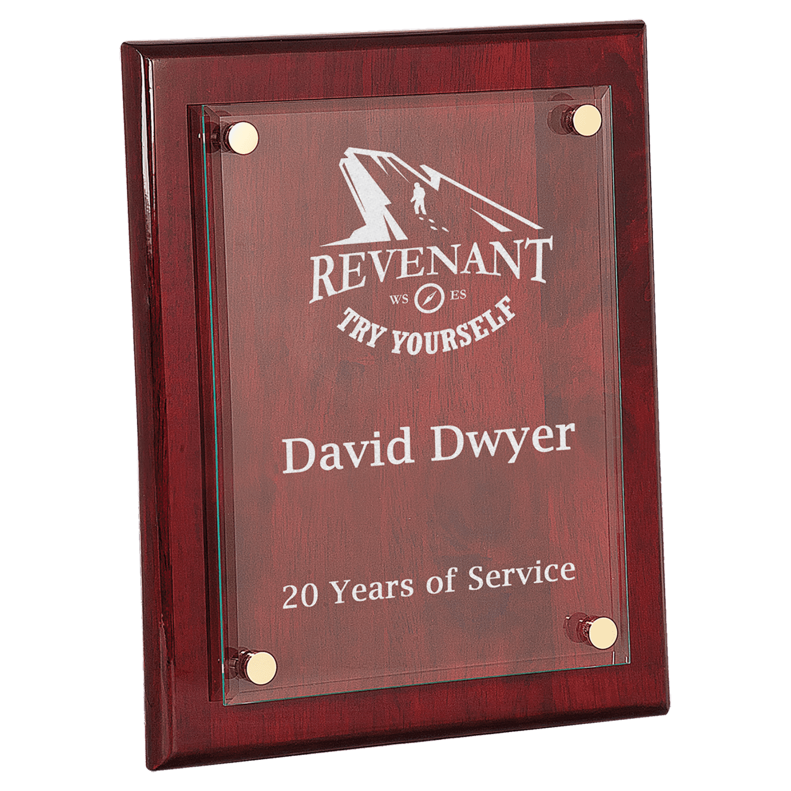 10 1/2" x 13" Rosewood Piano Finish Floating Glass Plaque