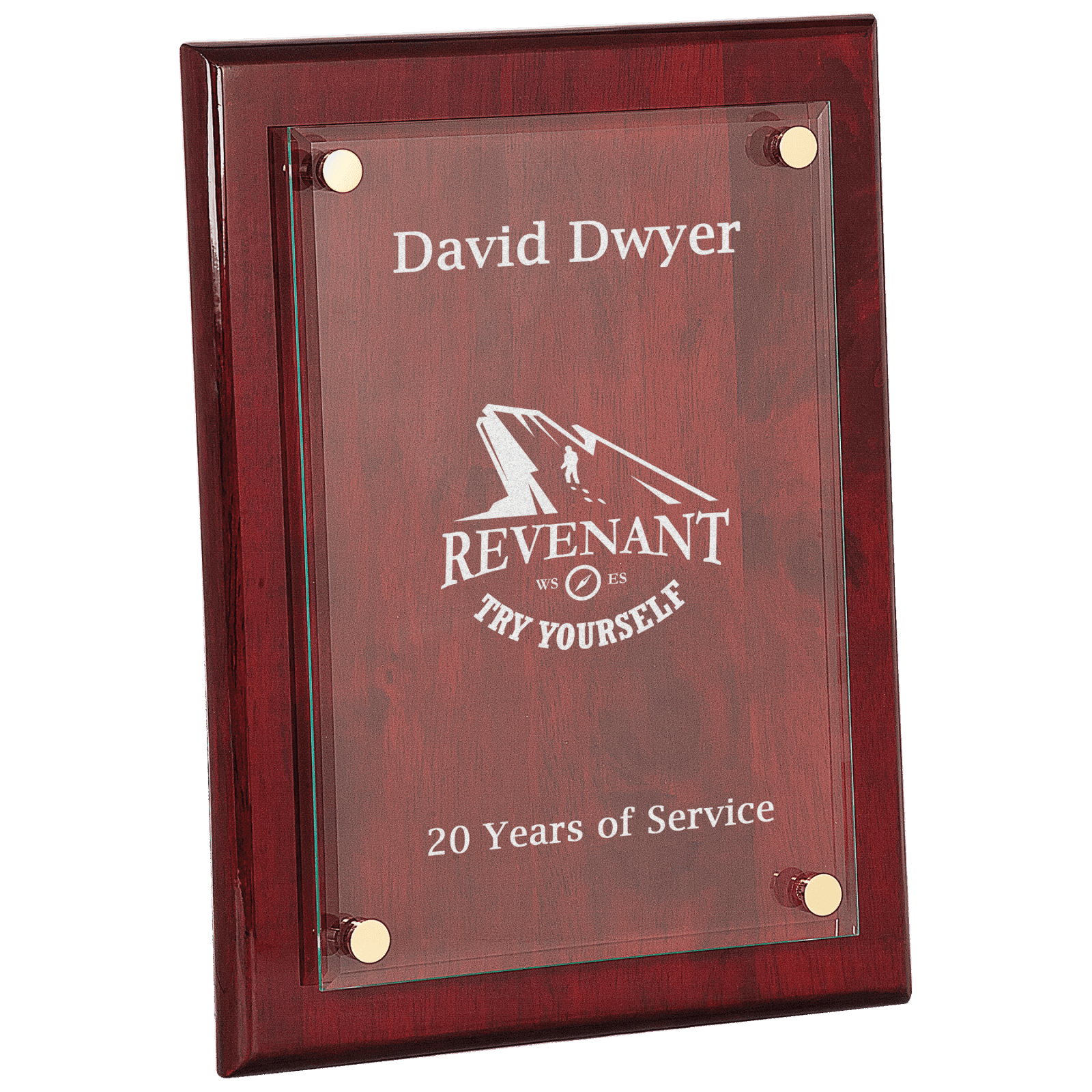 9" x 12" Rosewood Piano Finish Floating Glass Plaque