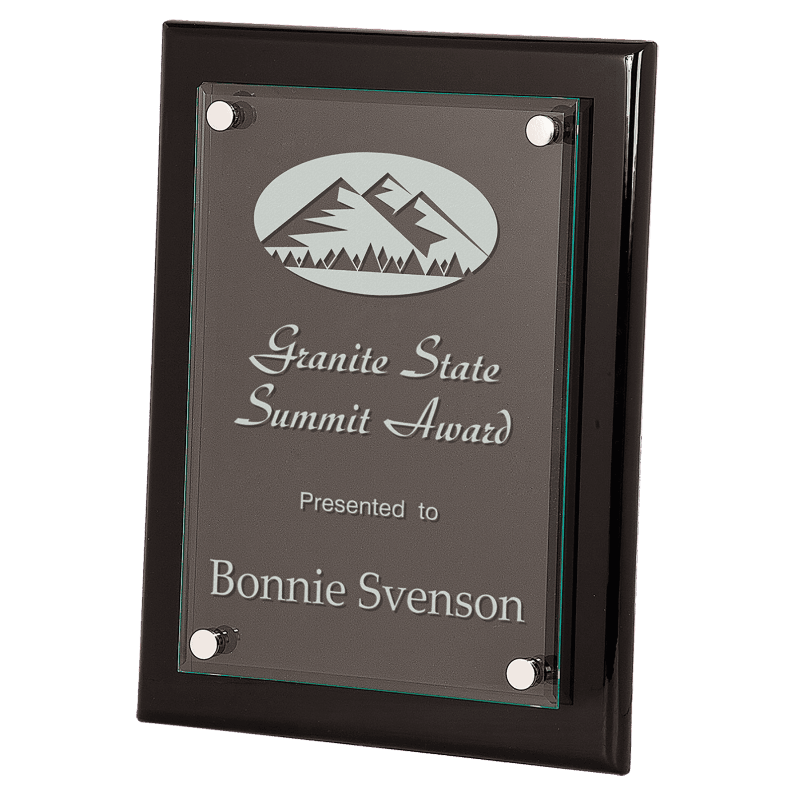 9"x 12" Black Piano Finish Floating Glass Plaque