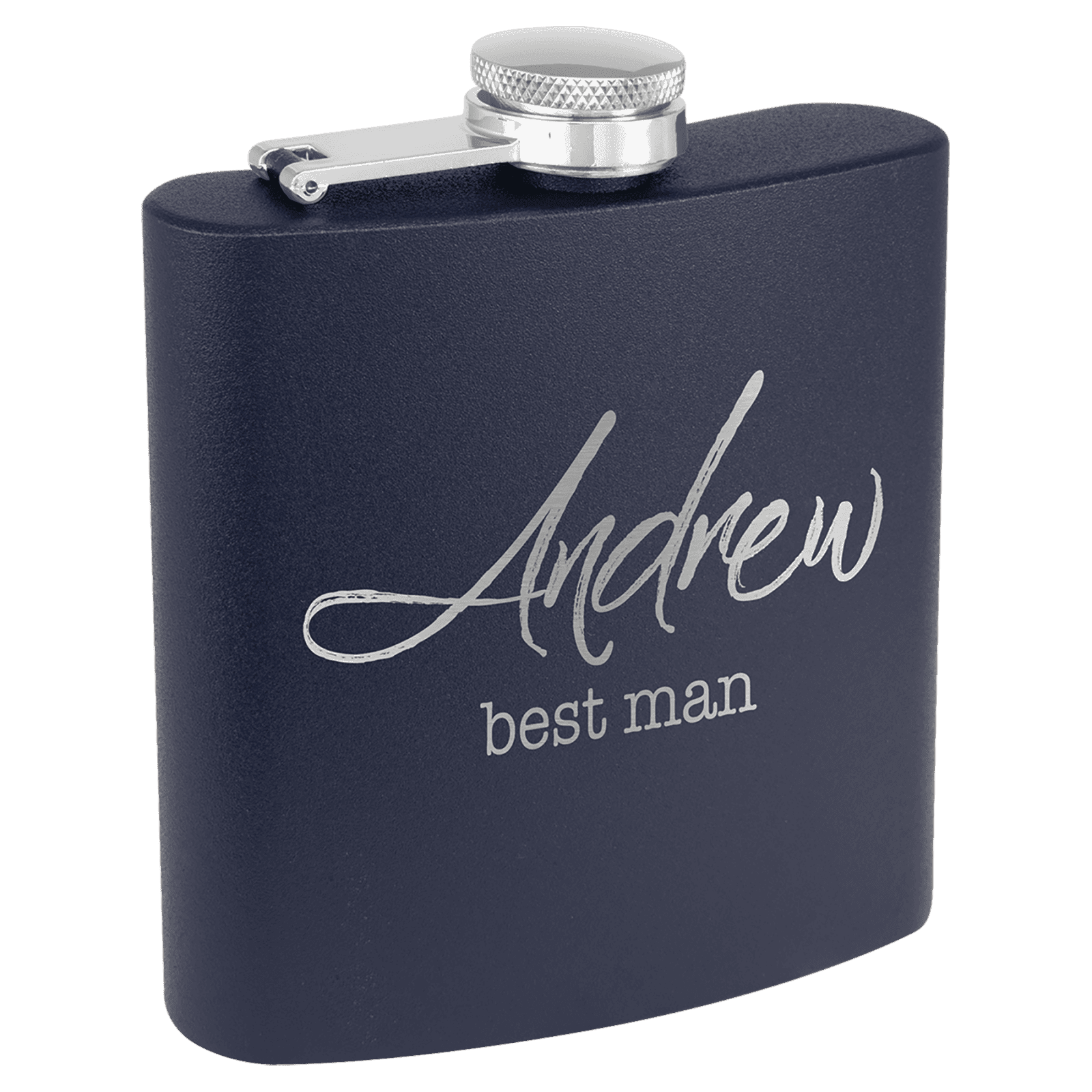 6 oz. Powder Coated Flask Navy Blue