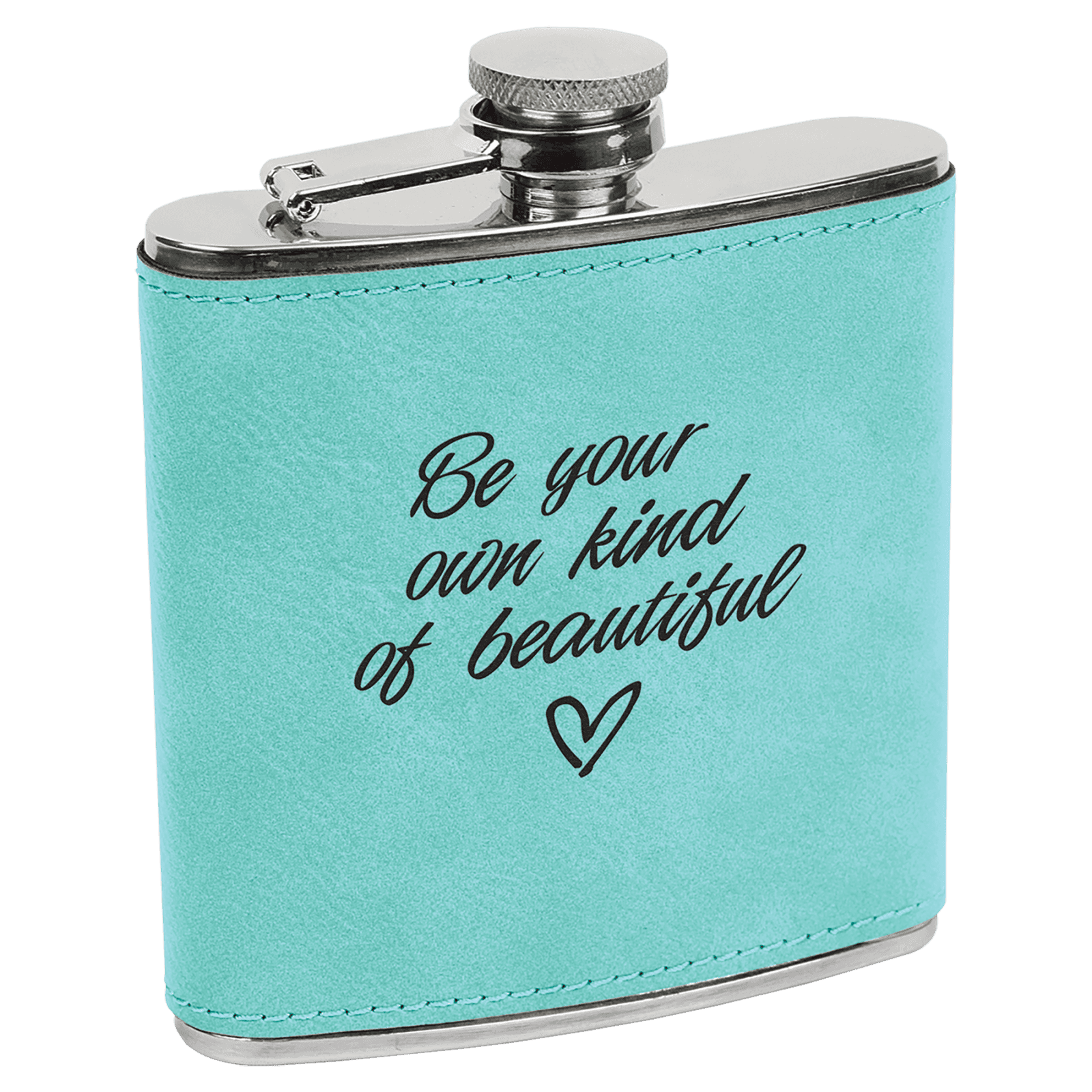 Teal Leatherette 6 oz. Flask