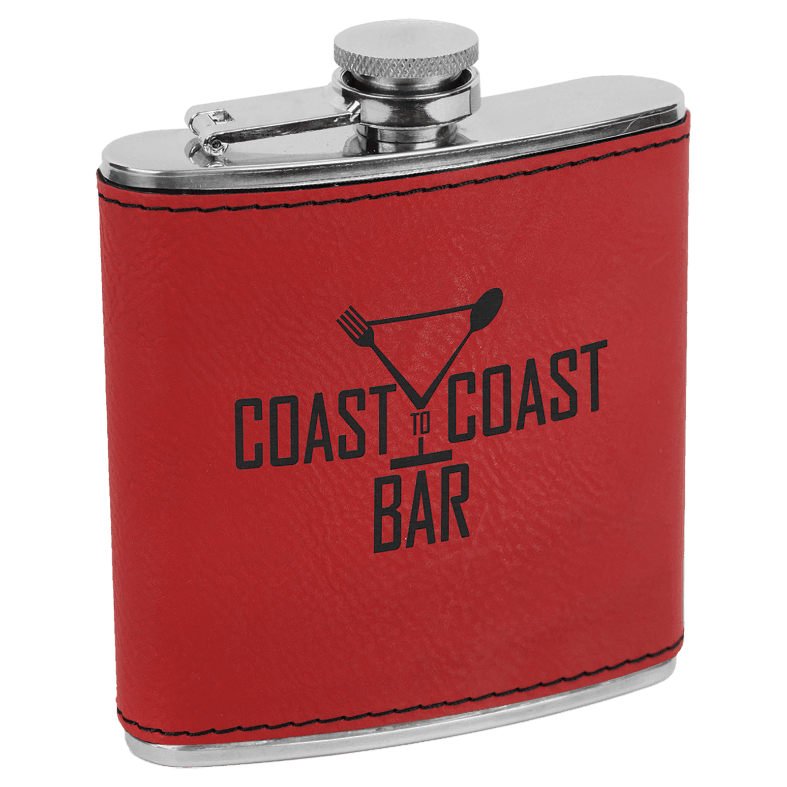 Red Leatherette 6 oz. Flask