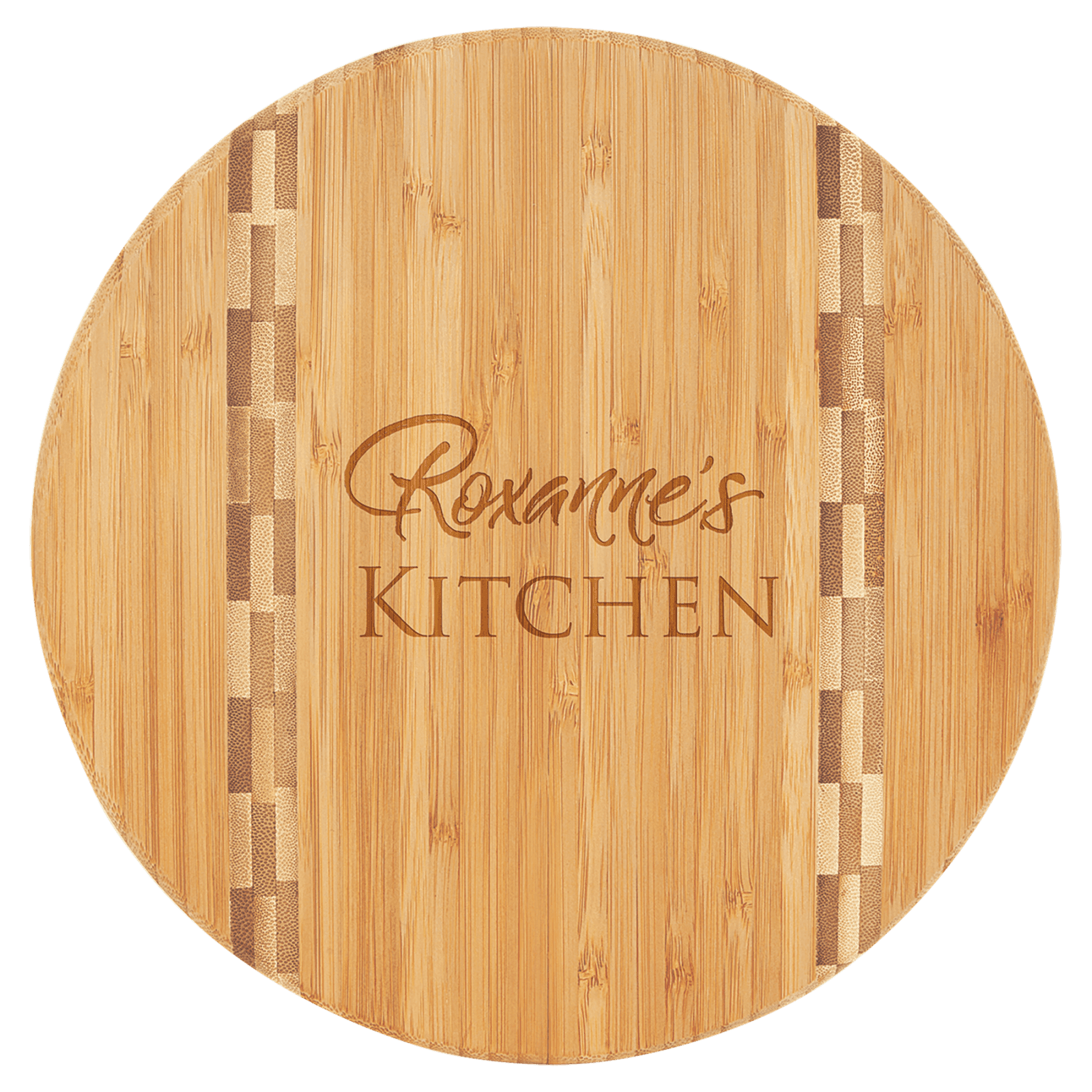 Round Bamboo Cutting Board with Butcher Block Inlay