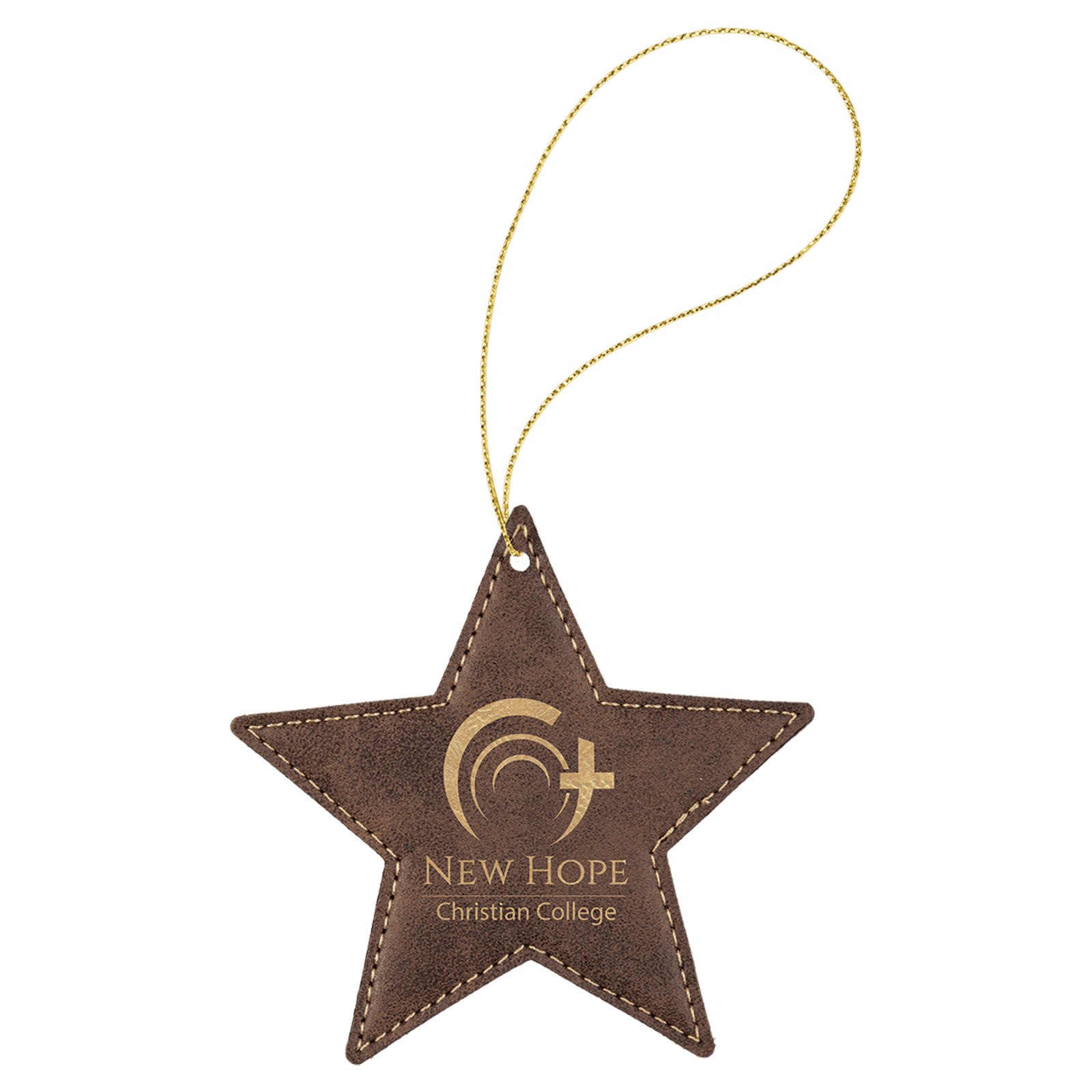 Rustic/Gold Leatherette Star Ornament