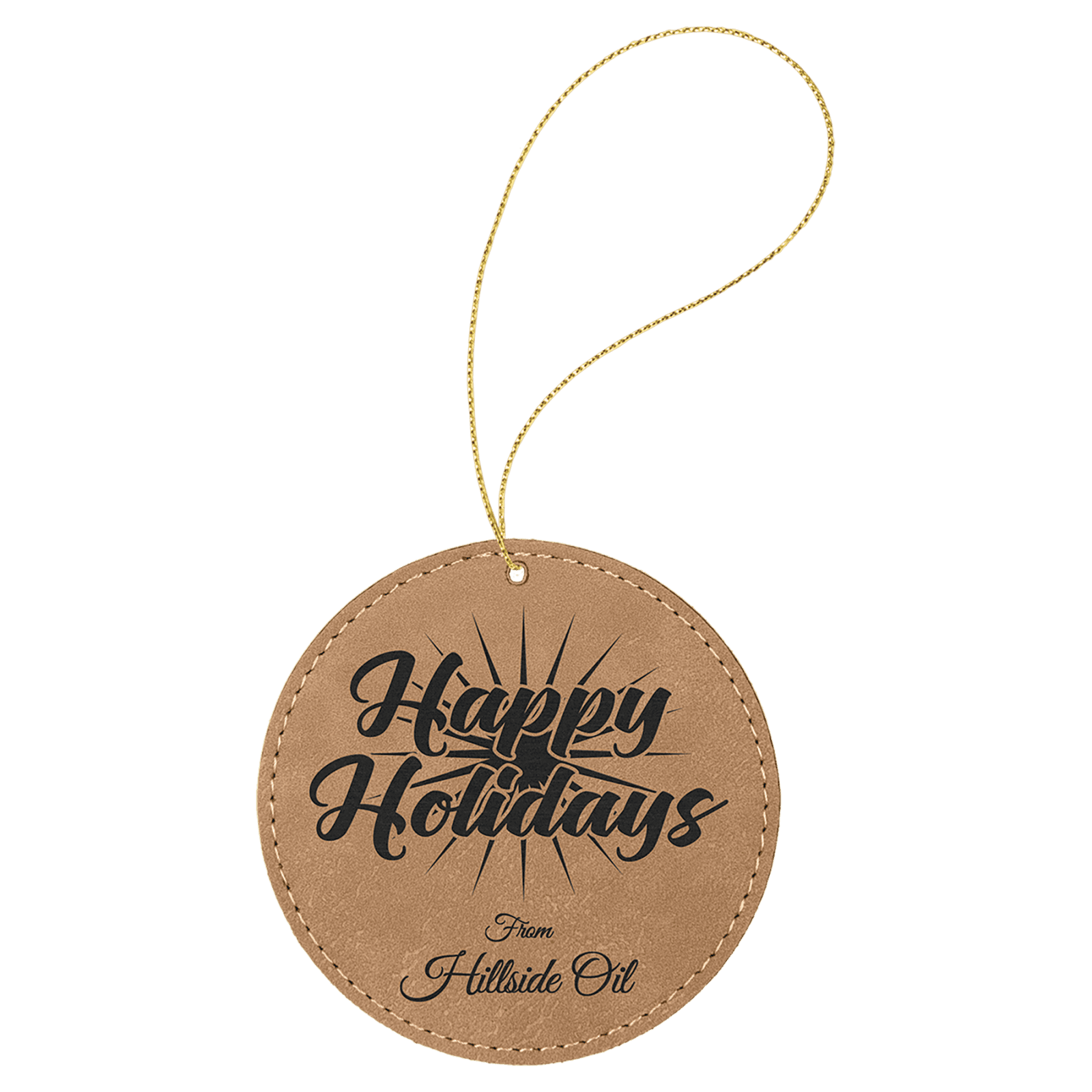 Light Brown Leatherette Round Ornament