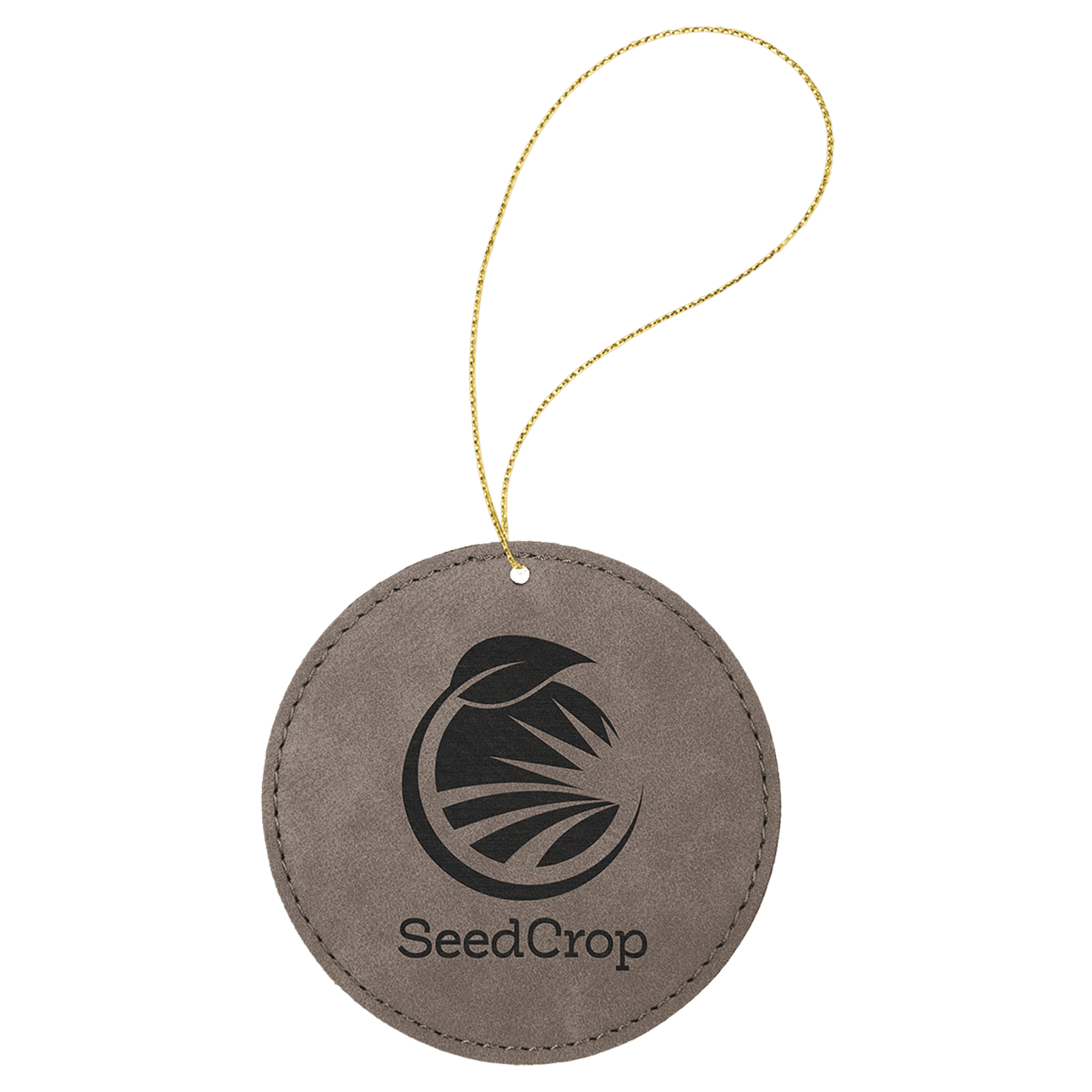 Gray Leatherette Round Ornament