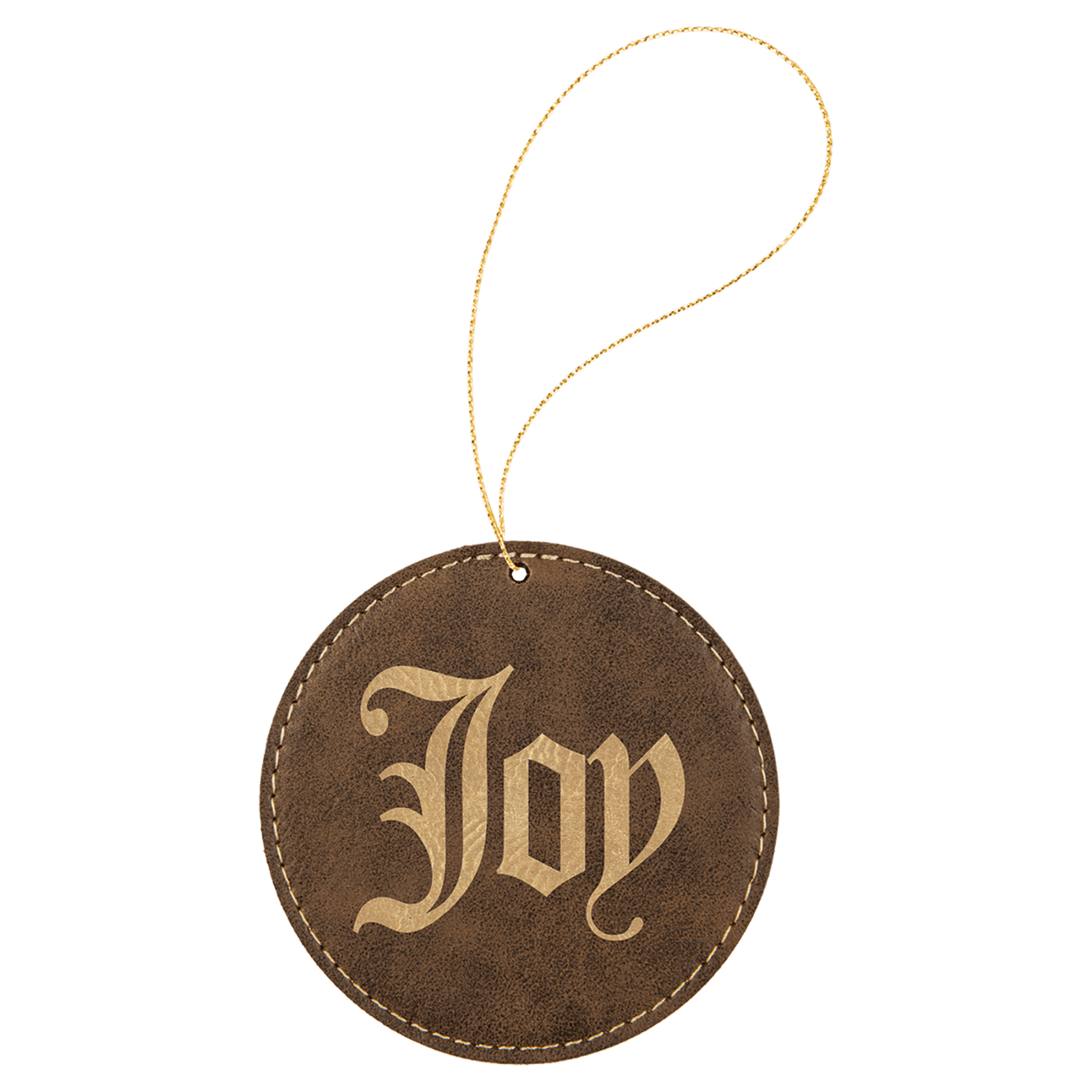 Rustic/Gold Leatherette Round Ornament