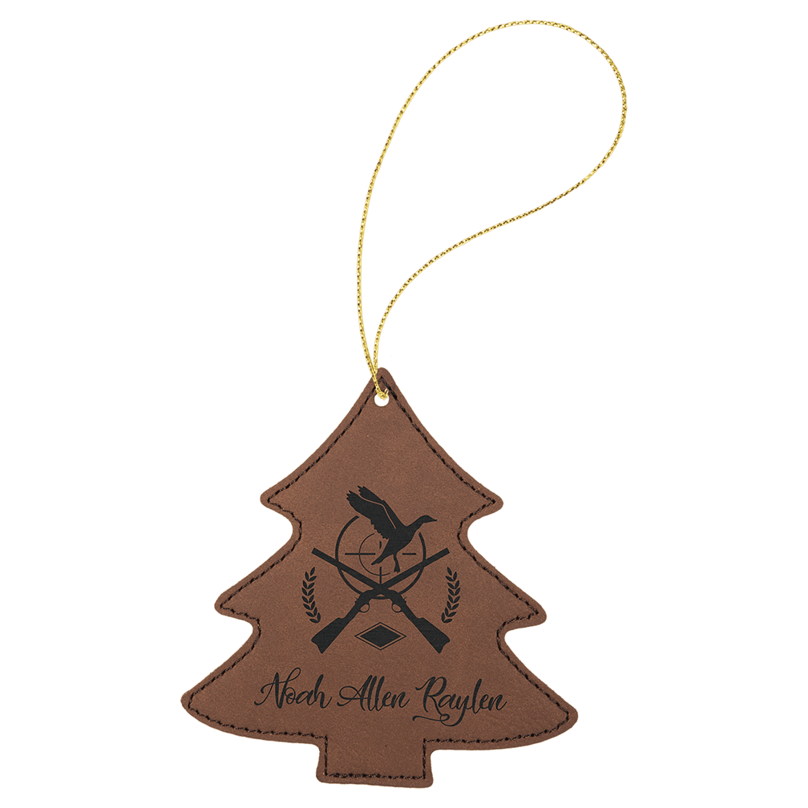 Dark Brown Leatherette Tree Ornament
