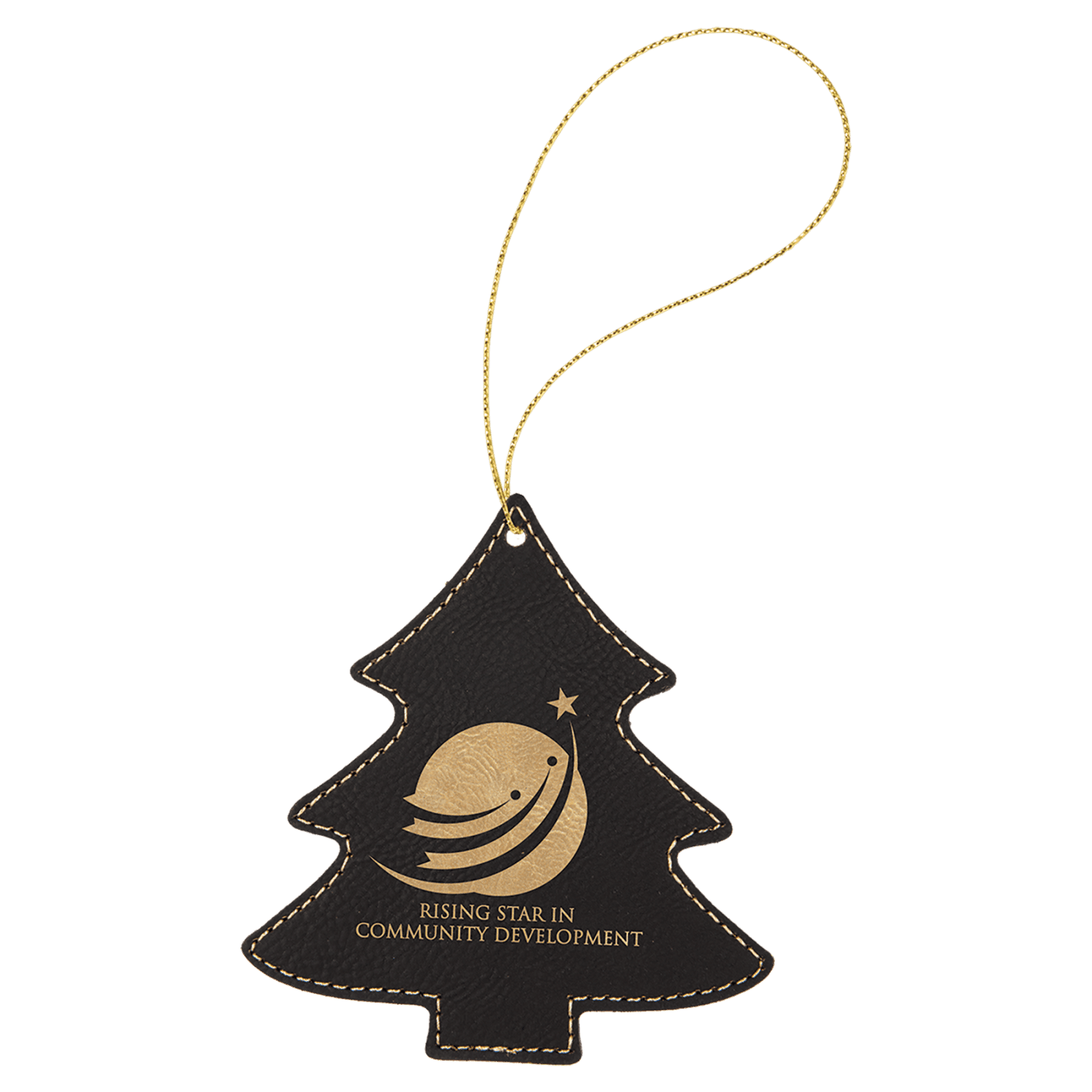 Black/Gold Leatherette Tree Ornament
