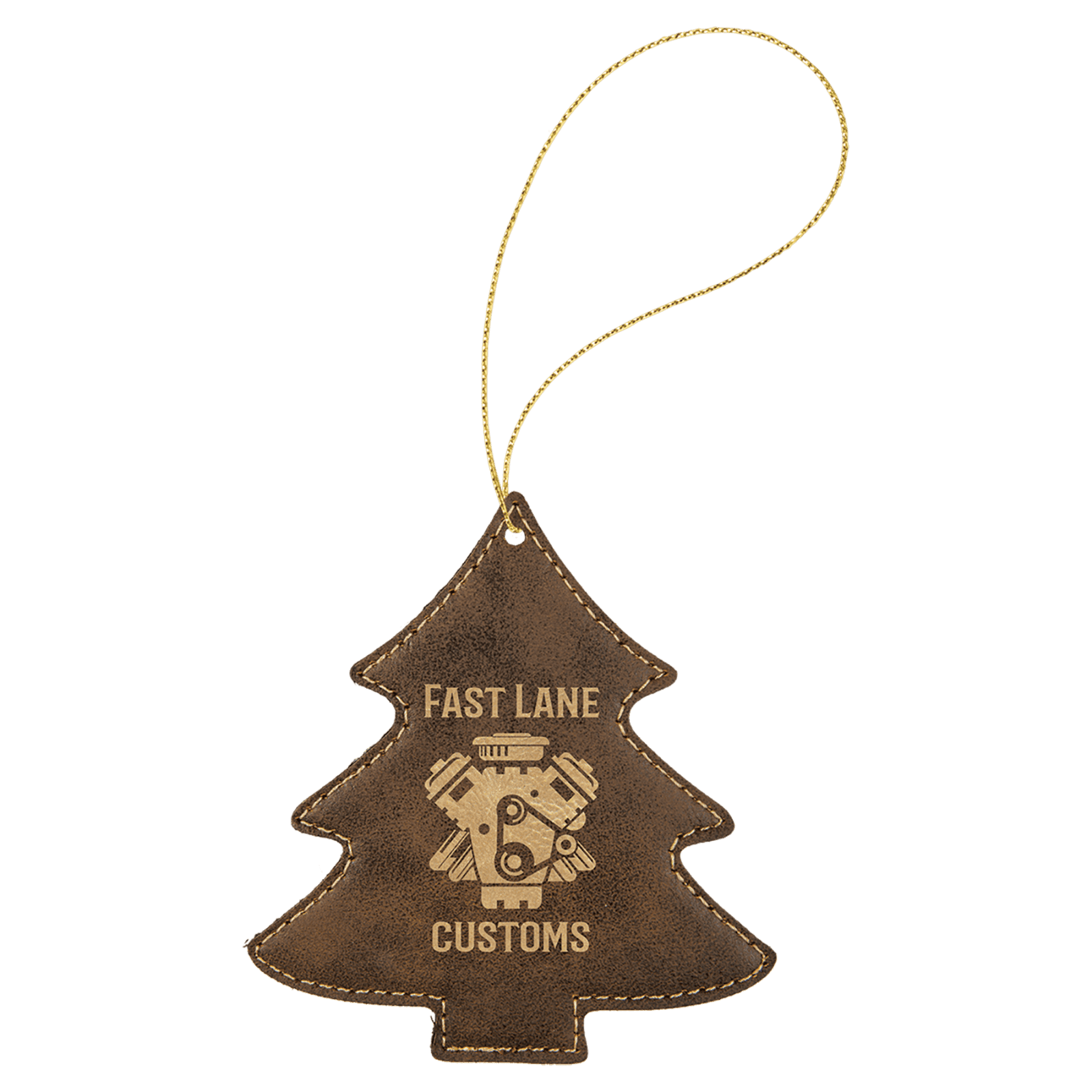 Rustic/Gold Leatherette Tree Ornament
