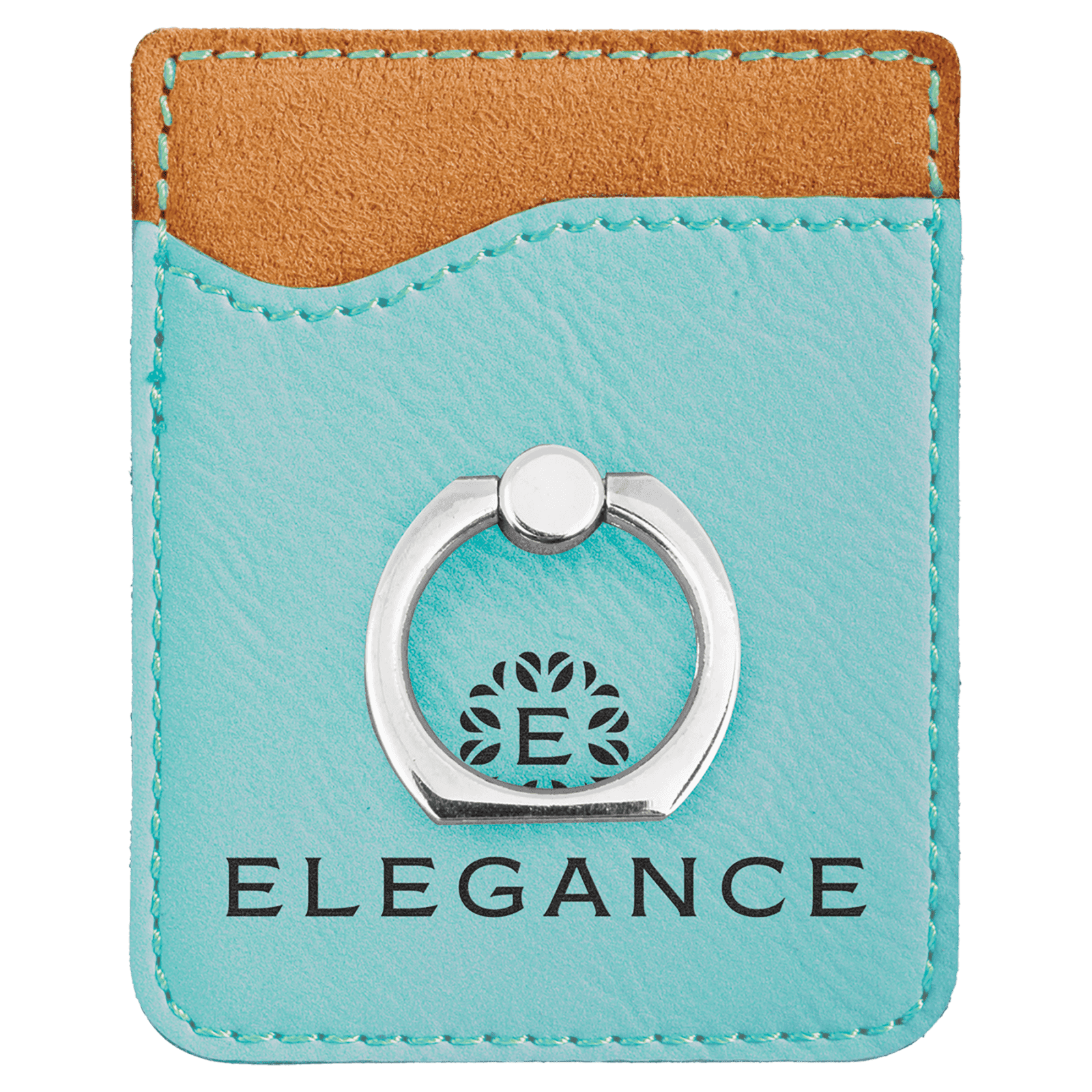 Teal Leatherette Phone Wallet with Ring
