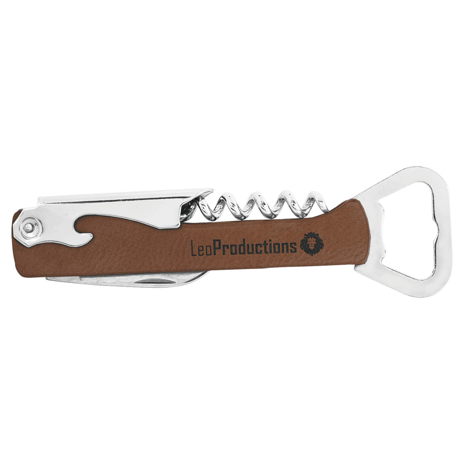 Dark Brown Leatherette Wine Bottle Opener
