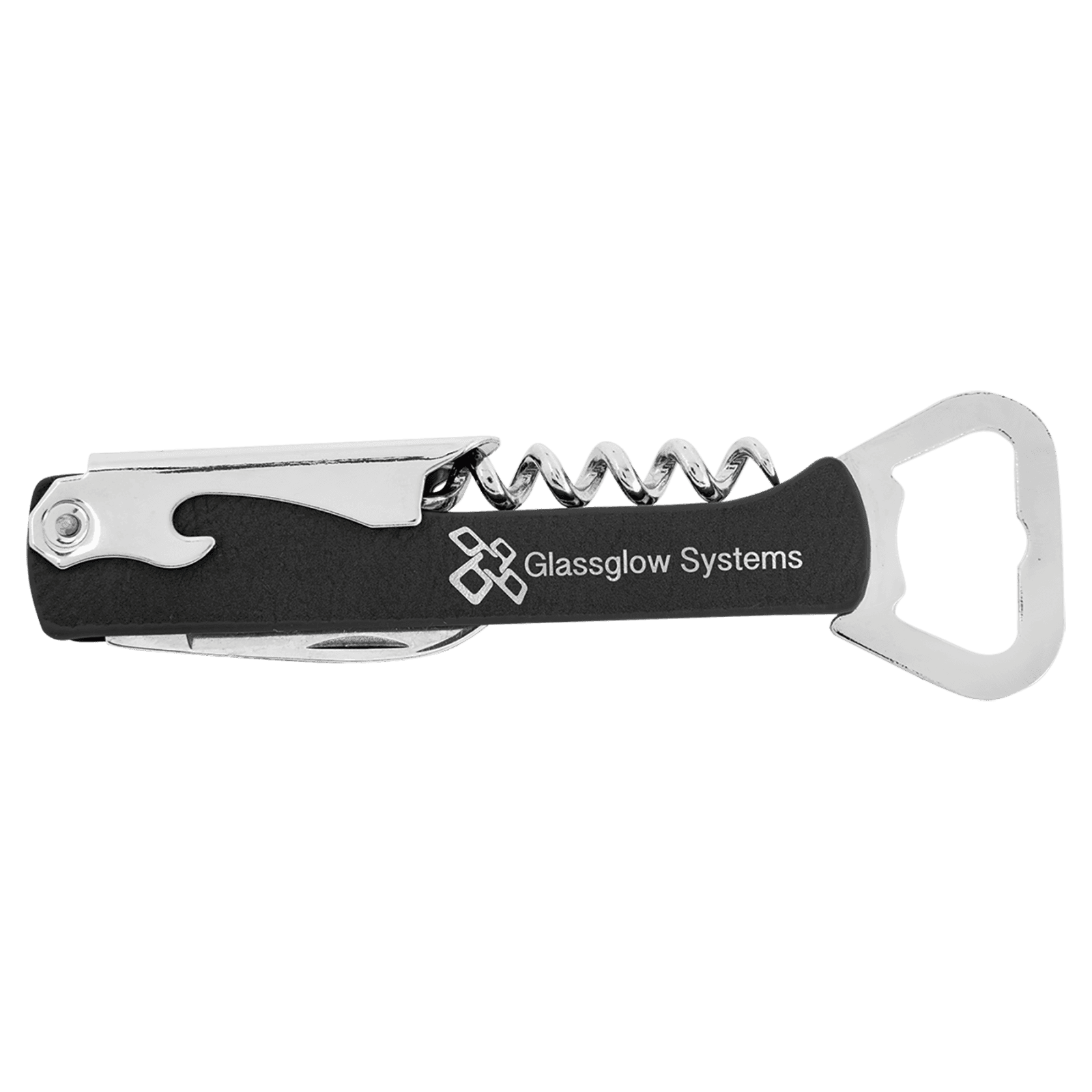 Black/Silver Leatherette Wine Bottle Opener