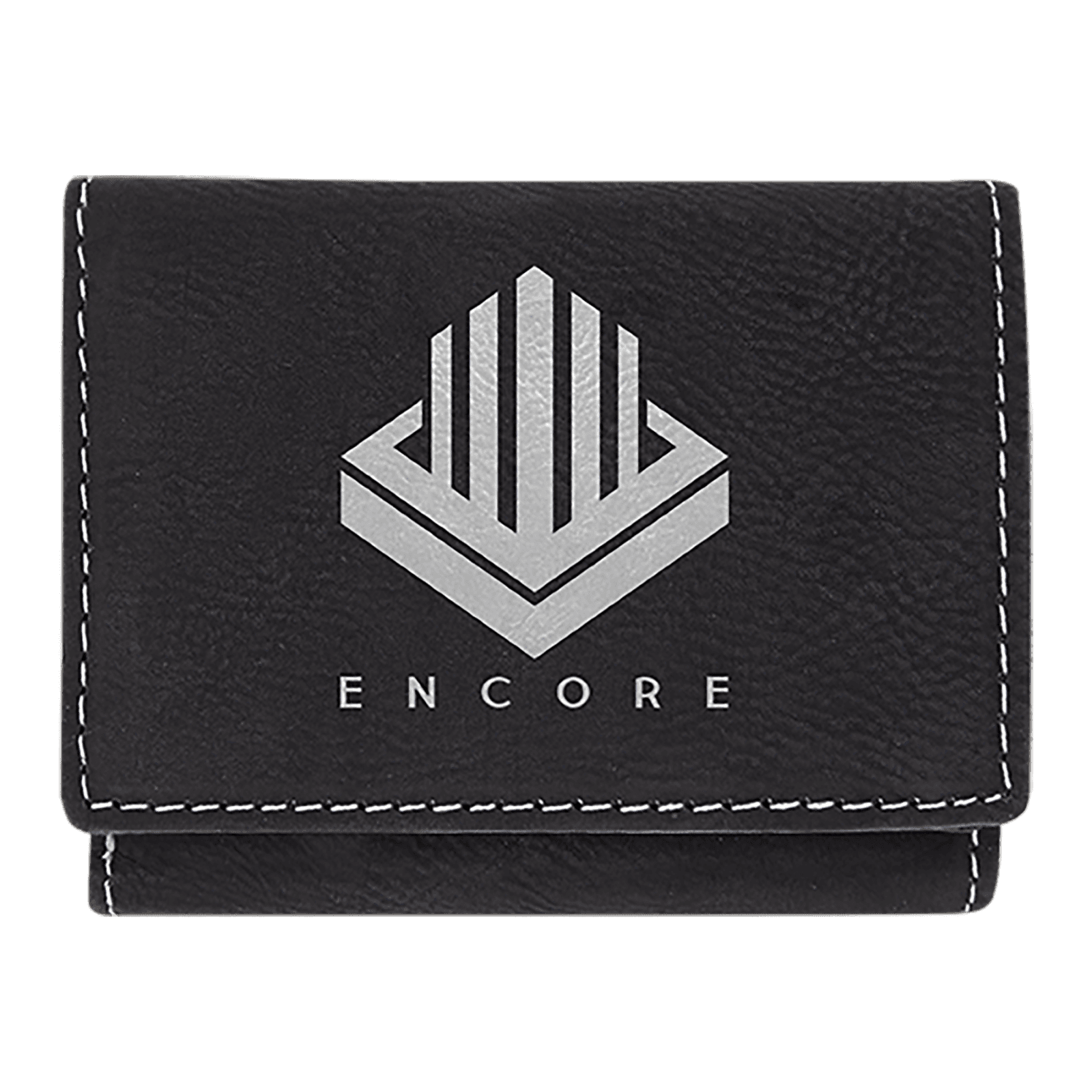 Black/Silver Leatherette Trifold Wallet