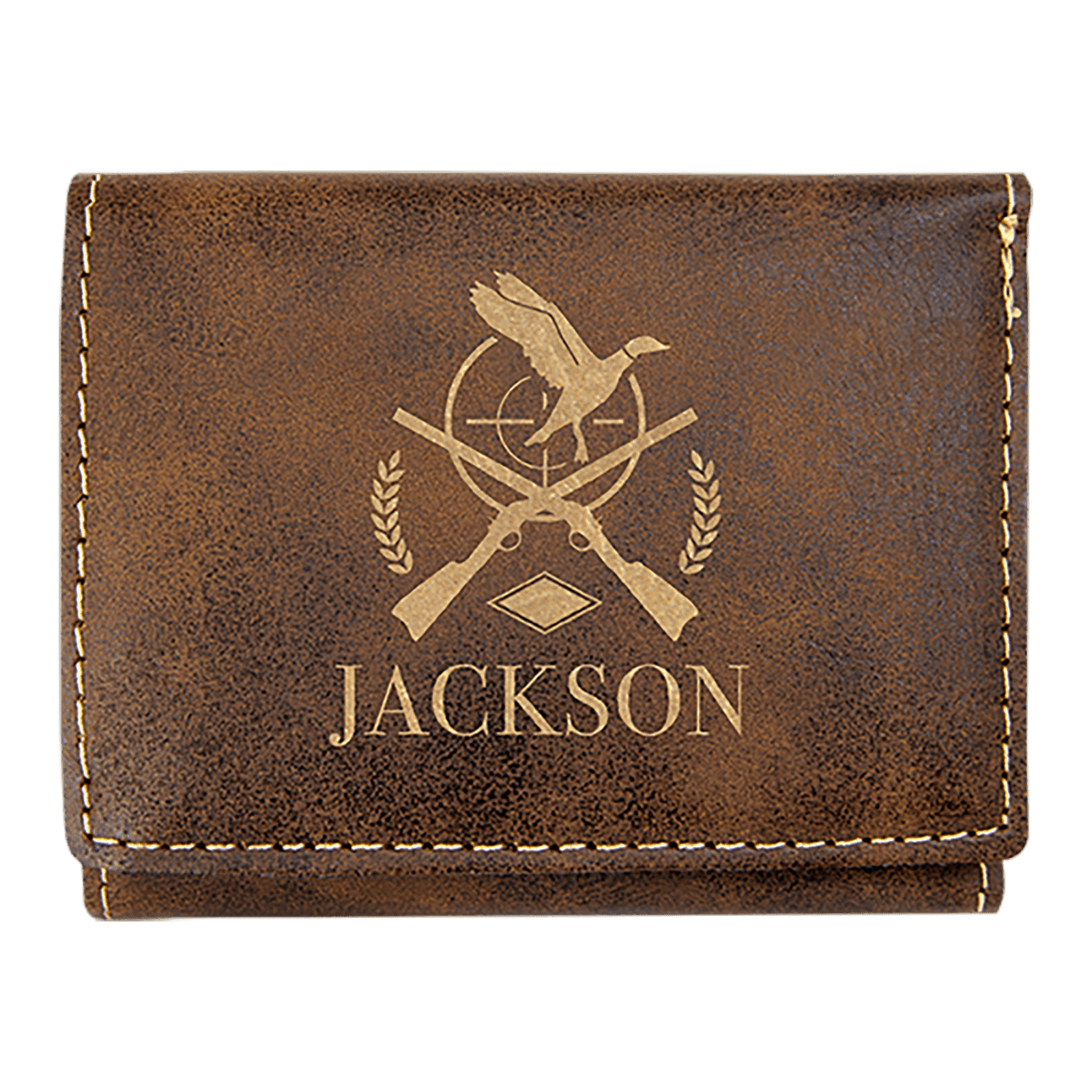 Rustic/Gold Leatherette Trifold Wallet