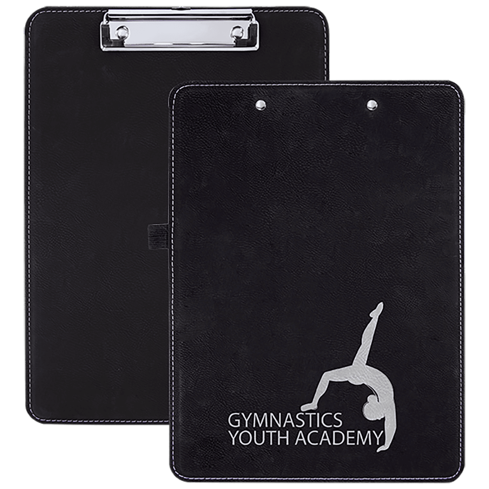 Black/Silver Laserable Leatherette Clip Board