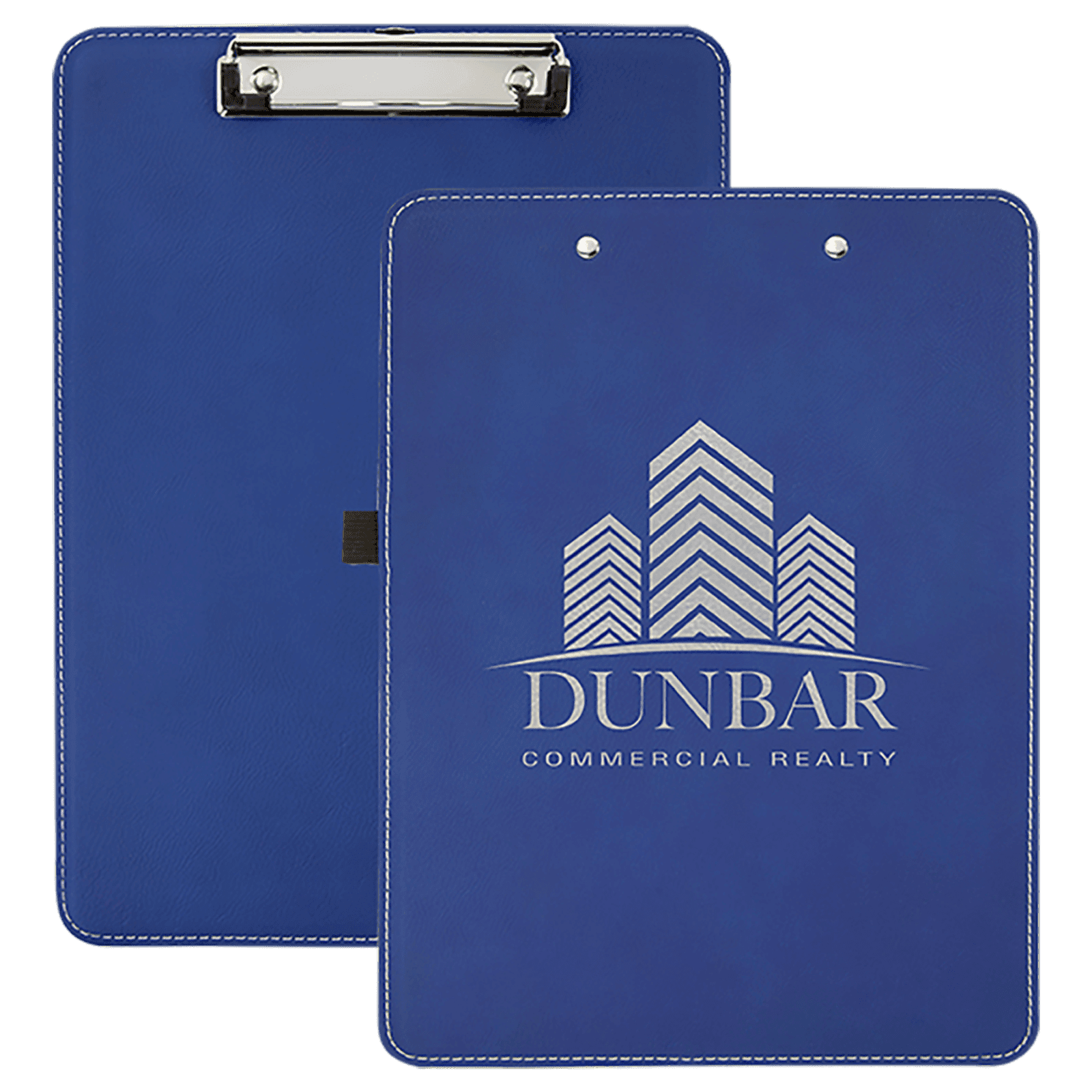 Blue/Silver Laserable Leatherette Clip Board