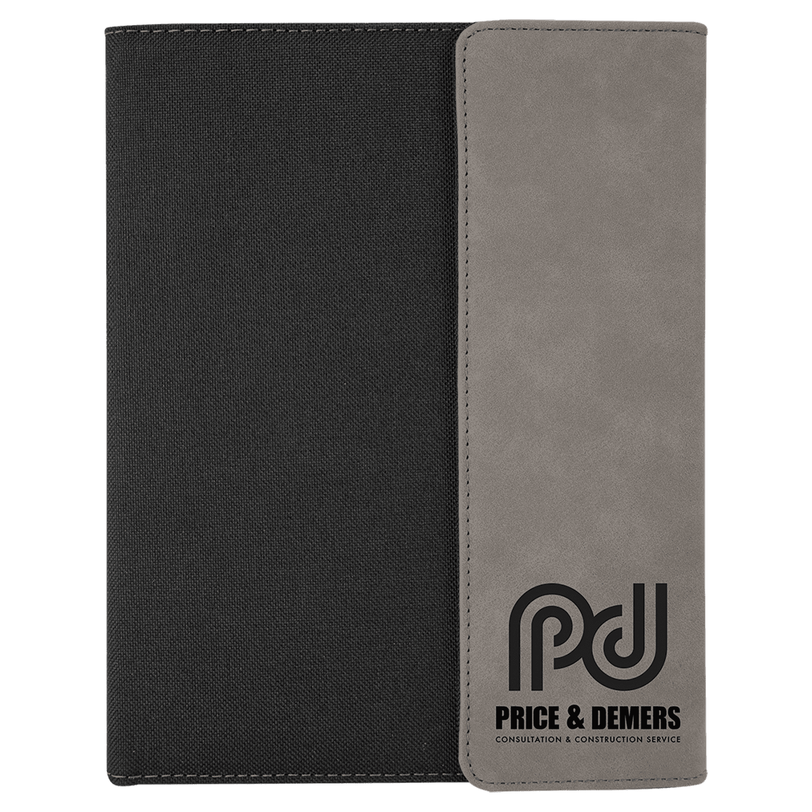 Gray with Black Leatherette Canvas Portfolio