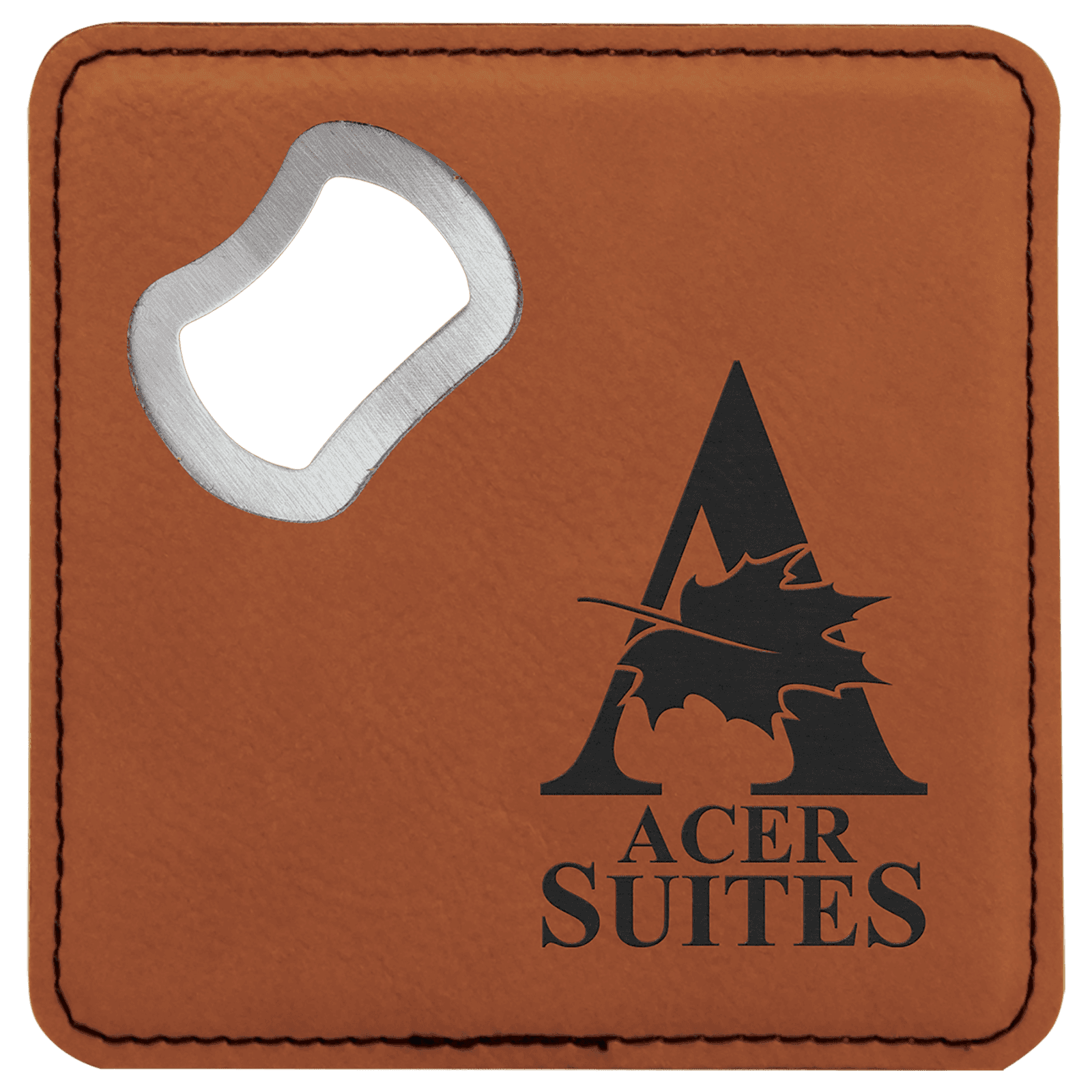 Rawhide Lasered Leatherette Coaster with Bottle Opener