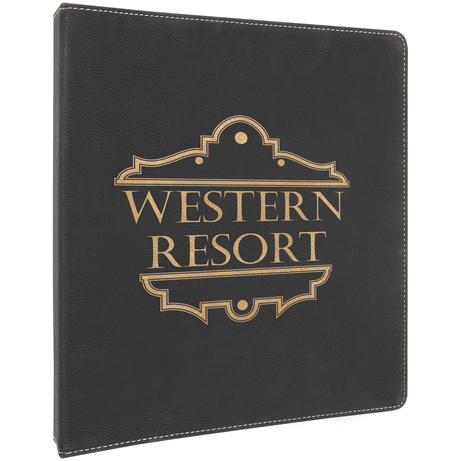 Black/Gold Lasered Leatherette 3-Ring Binder