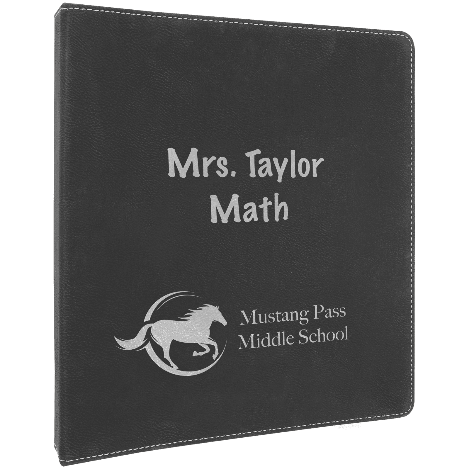 Black/Silver Lasered Leatherette 3-Ring Binder
