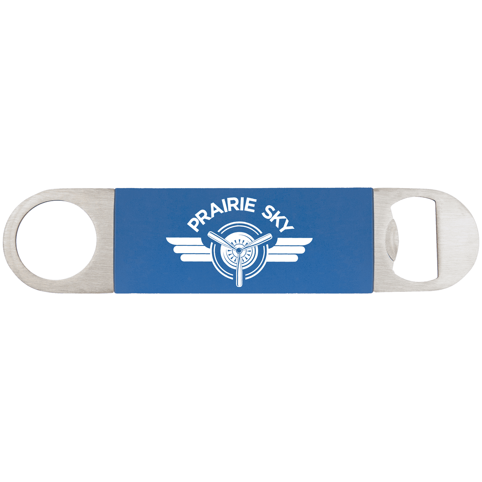 Blue/White Bottle Opener with Silicone Sleeve