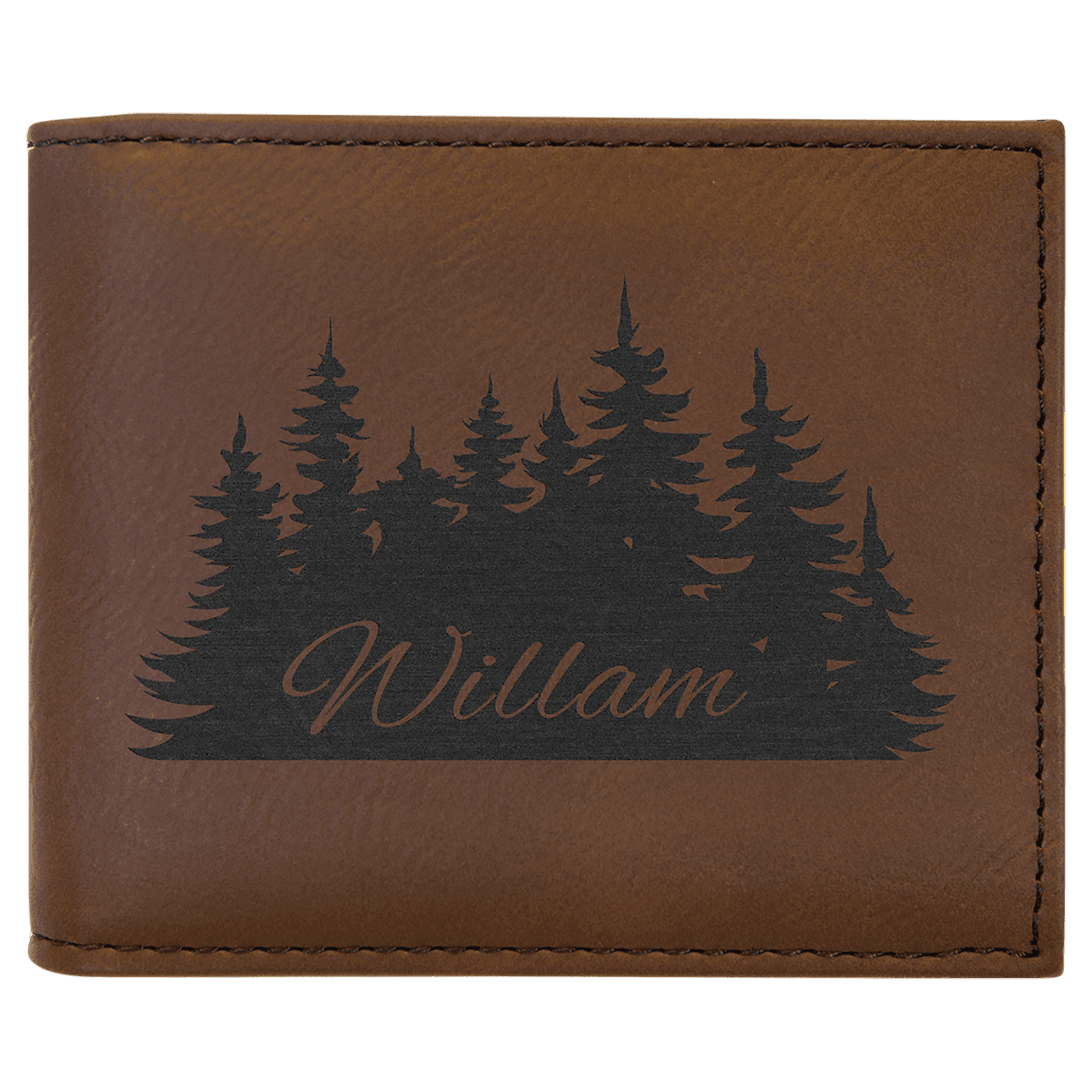 Dark Brown Lasered Leatherette Bifold Wallet with ID Flip Display