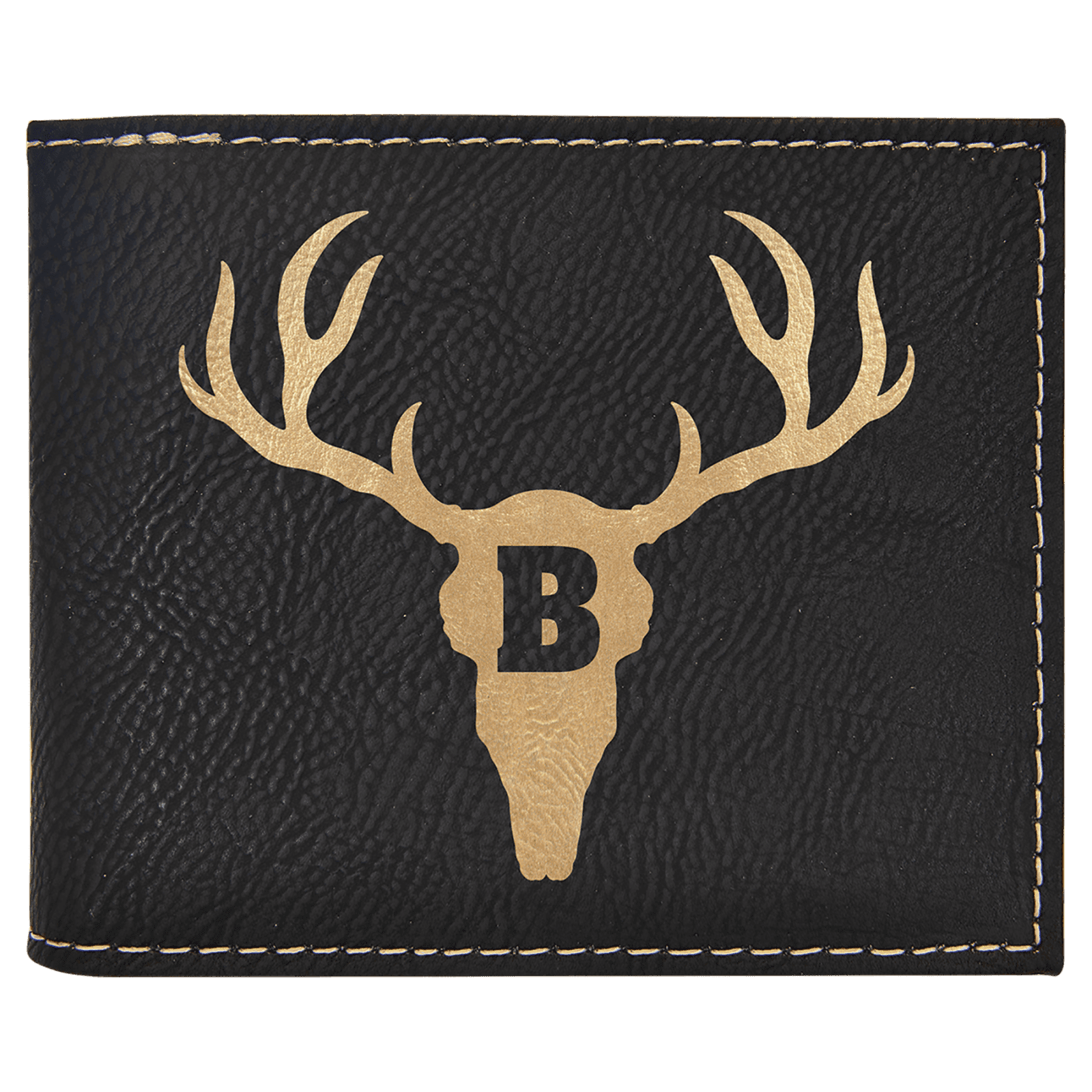 Black/Gold Lasered Leatherette Bifold Wallet with ID Flip Display