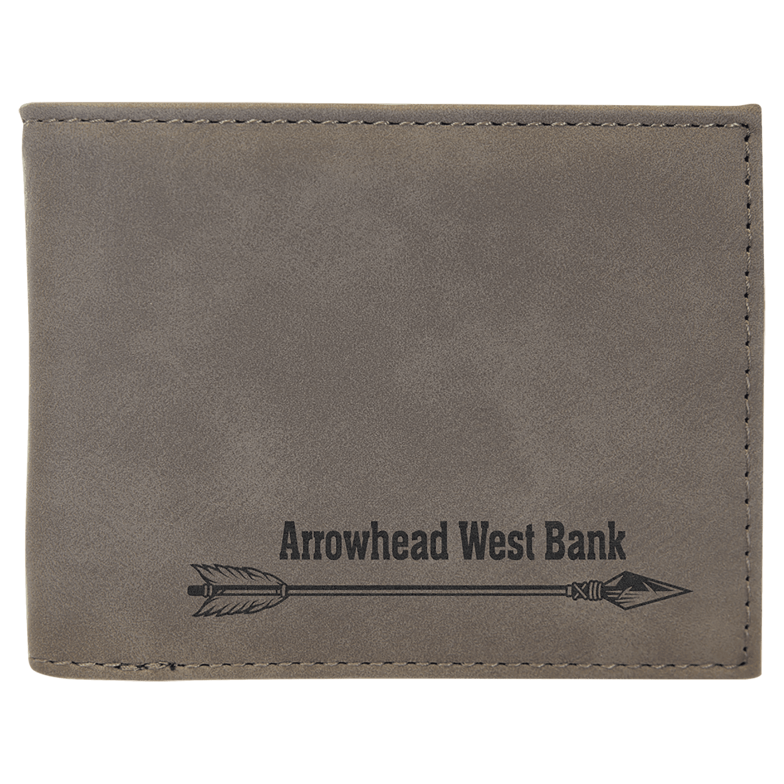 Gray Lasered Leatherette Bifold Wallet with ID Flip Display