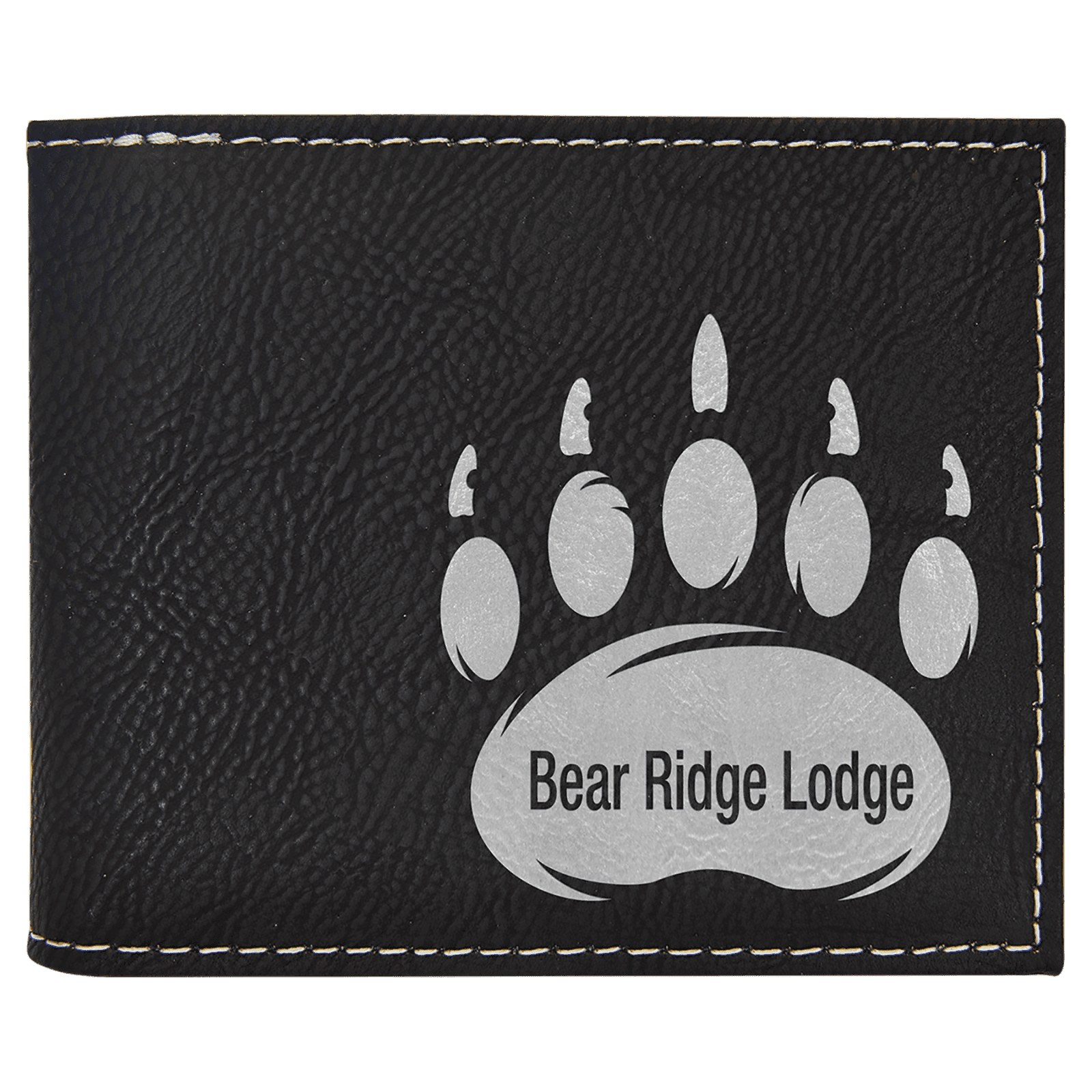 Black/Silver Lasered Leatherette Bifold Wallet with ID Flip Display