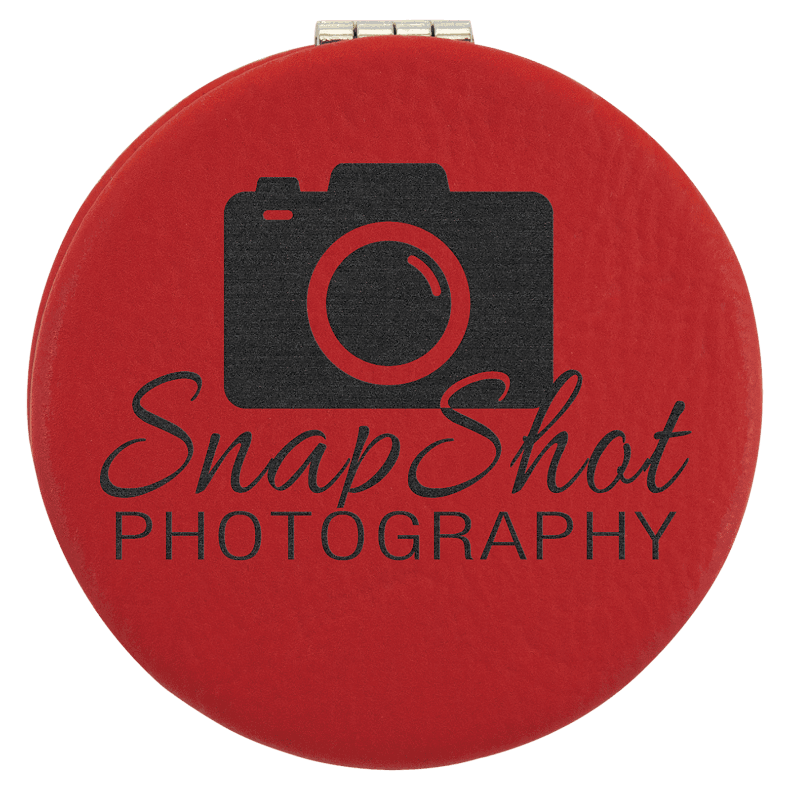 Red Lasered Leatherette Compact Mirror