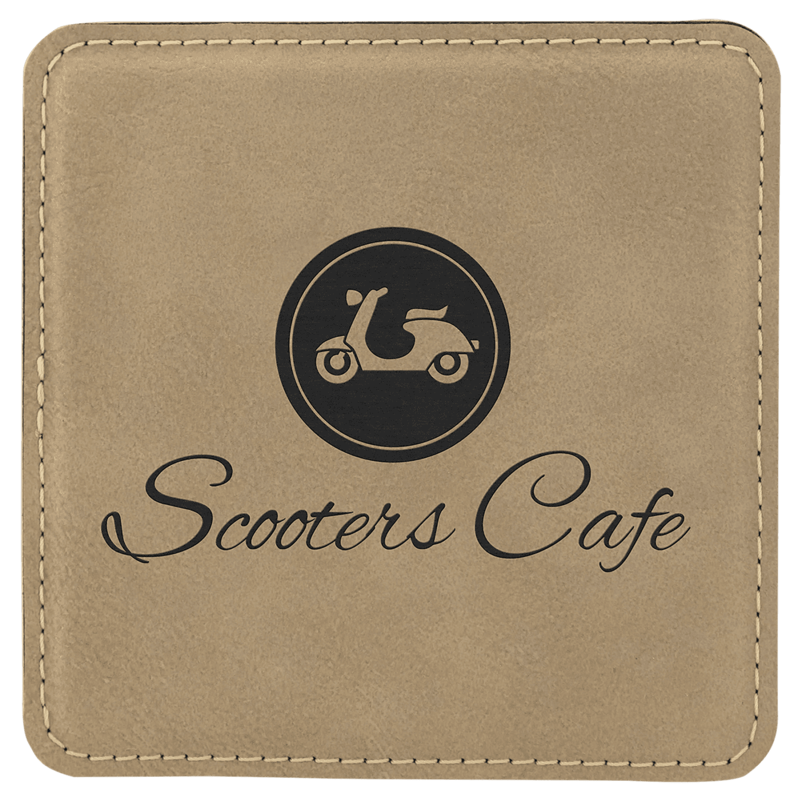 Light Brown Square Leatherette Coaster