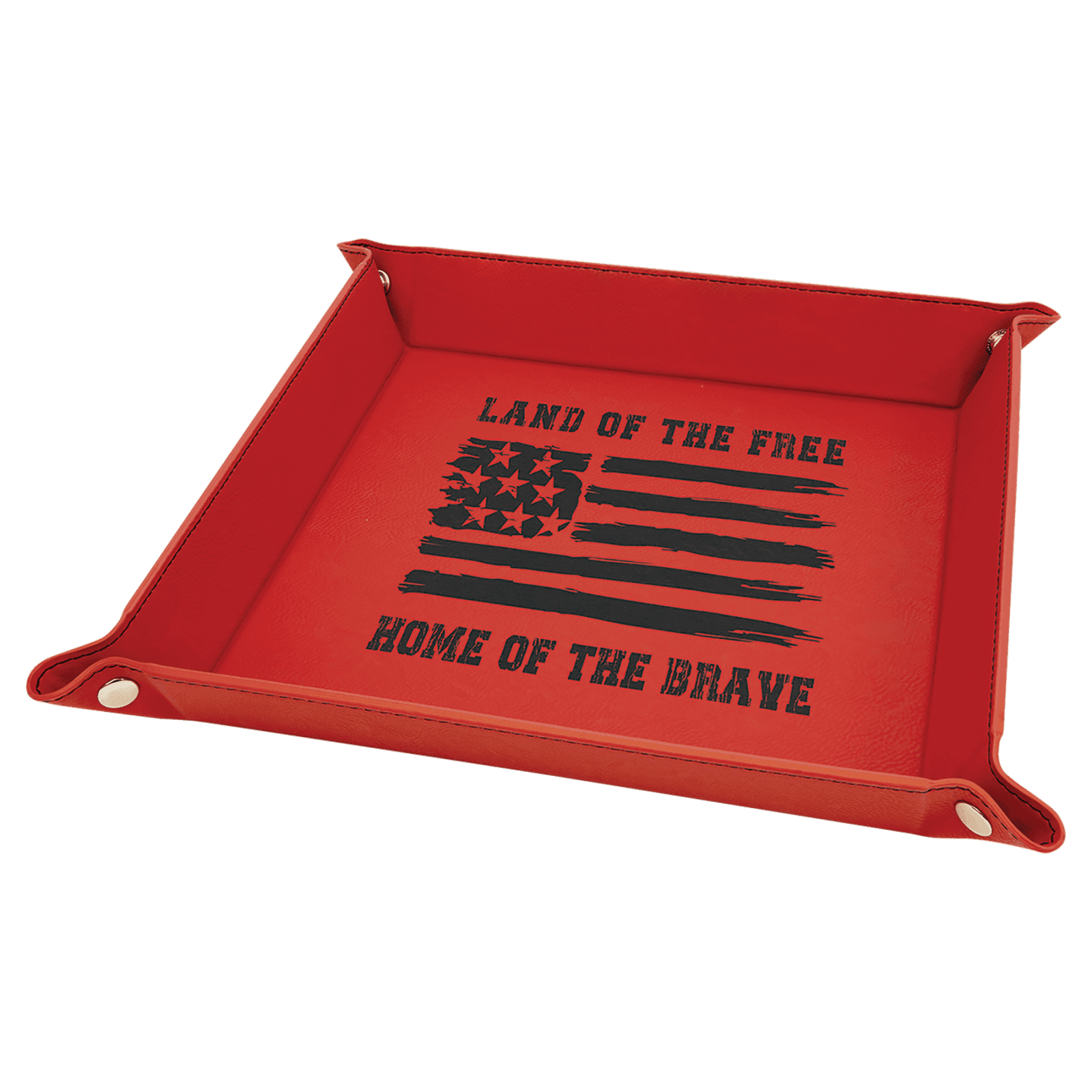 Red Laserable Leatherette Snap Up Tray with Silver Snaps
