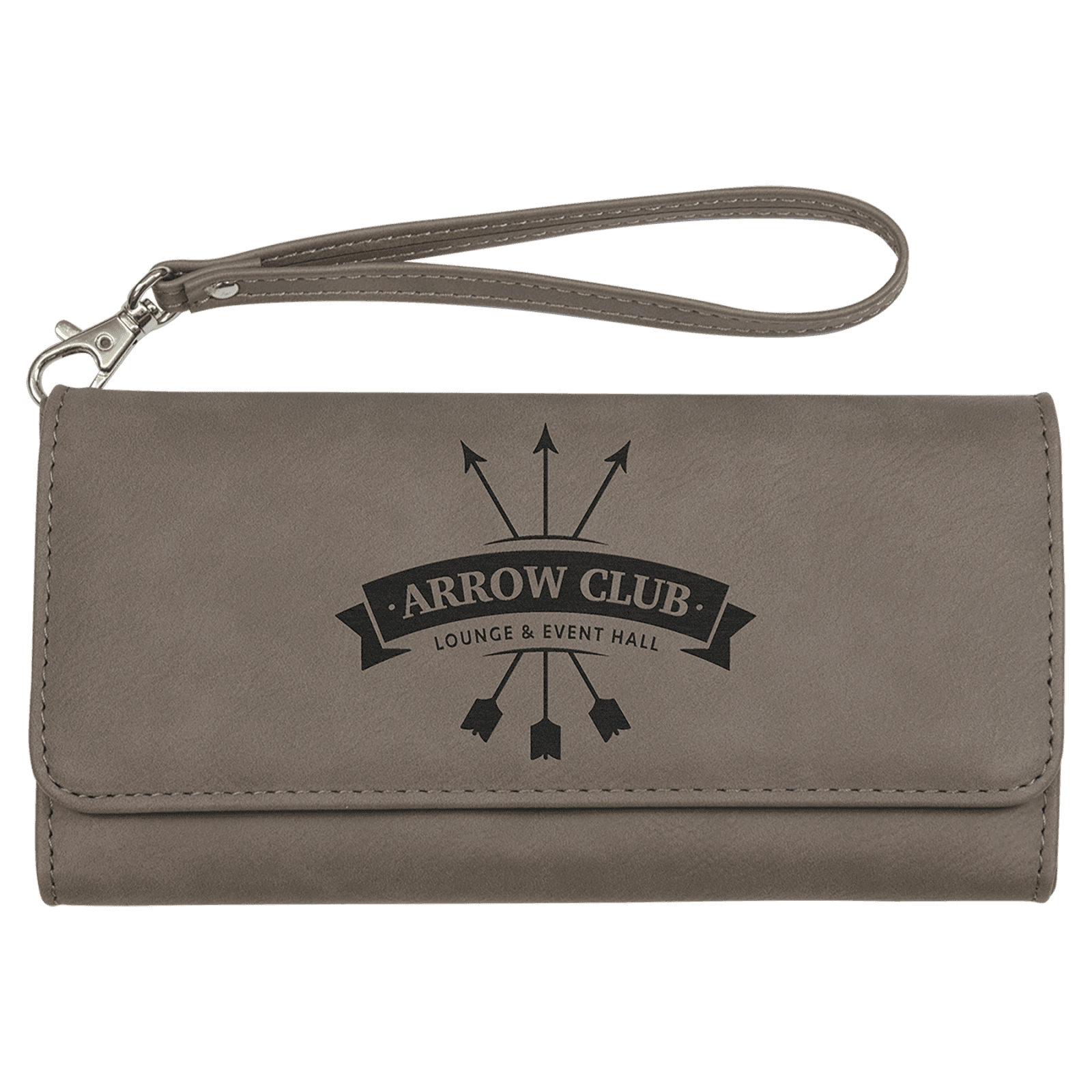 Gray Lasered Leatherette Wallet with Wrist Strap