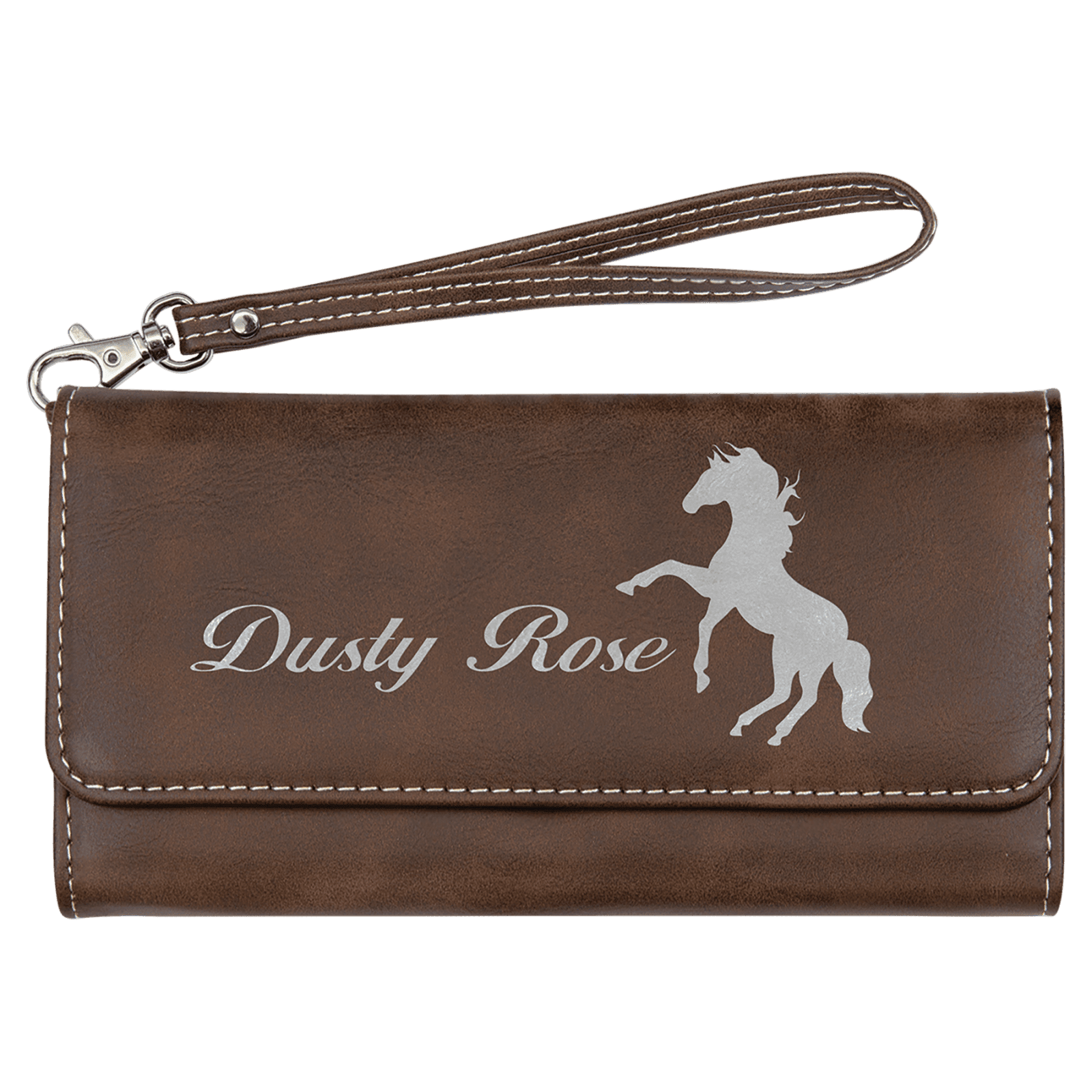 Rustic/Silver Lasered Leatherette Wallet with Wrist Strap